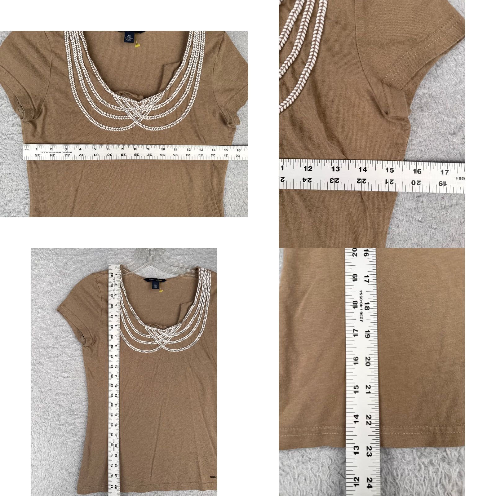 Tommy Hilfiger Tommy Hilfiger Shirt Women Small Petite Brown Scoop Neck Cotton Rayon Blend Size S / US 4 / IT 40 - 8 Thumbnail
