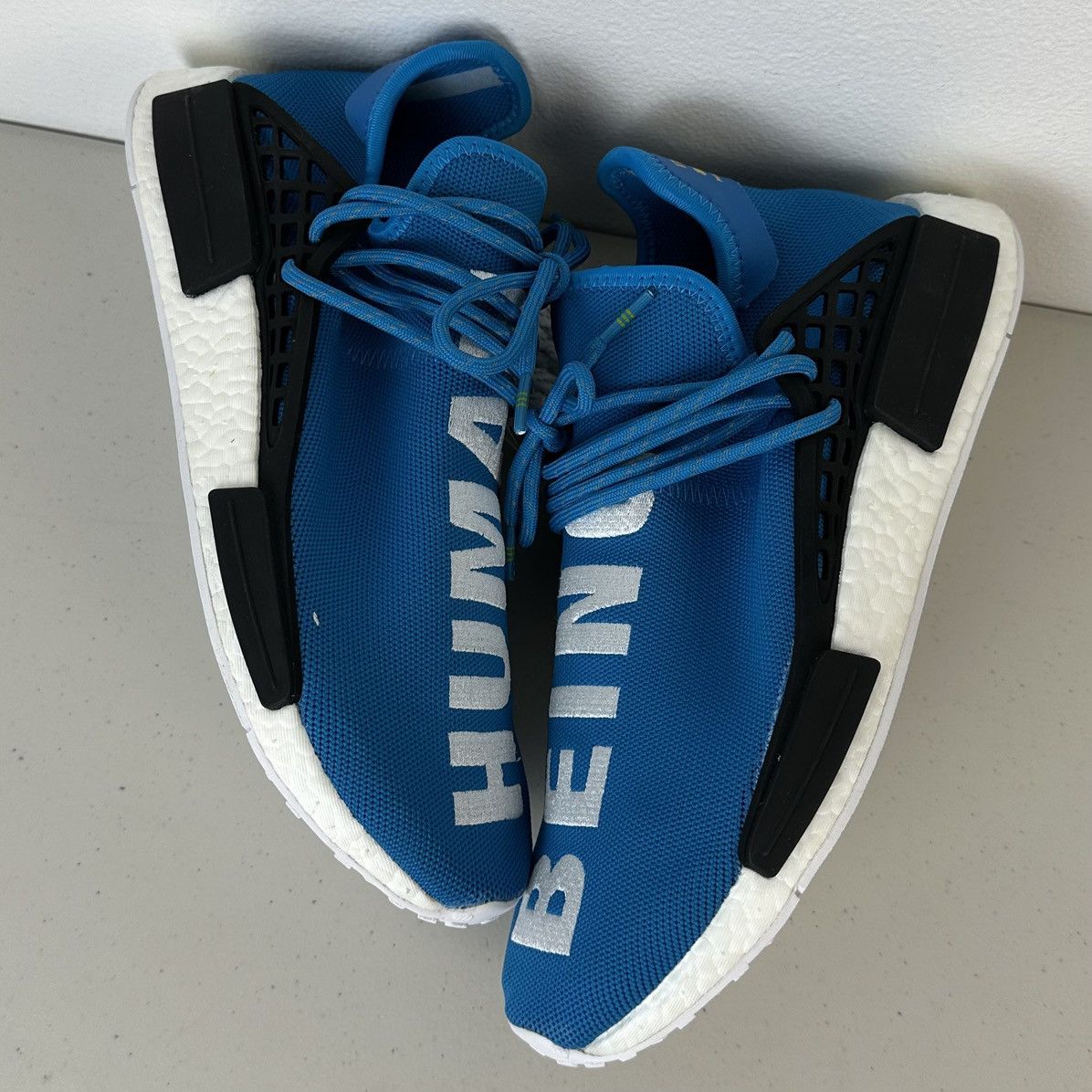 Adidas × Pharrell Adidas Pharrell x Human Race NMD Boost Shoe 2016 Blue White Size US 10.5 / EU 43-44 - 3 Thumbnail