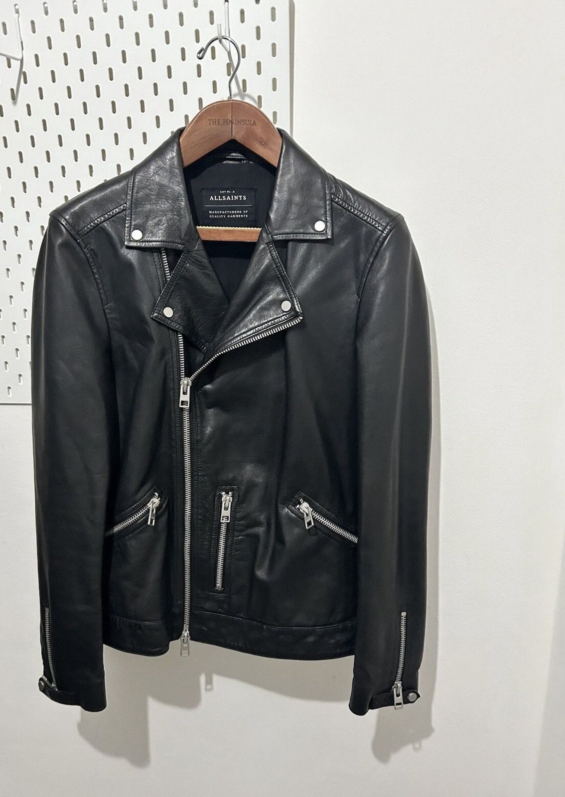 Allsaints Mens All Saints Hemsley Leather Biker Motorcycle cafe racer Size US M / EU 48-50 / 2 - 1 Thumbnail