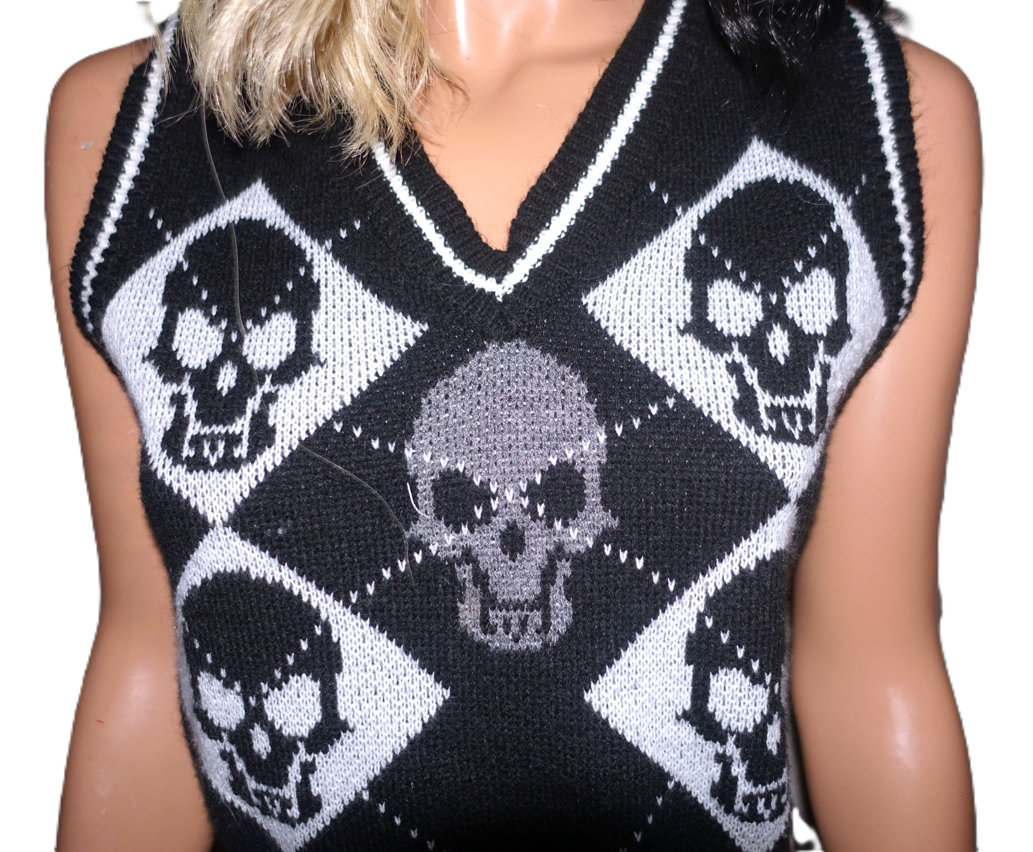 Other Black White Skull Sweater Vest S Size S / US 4 / IT 40 - 3 Thumbnail