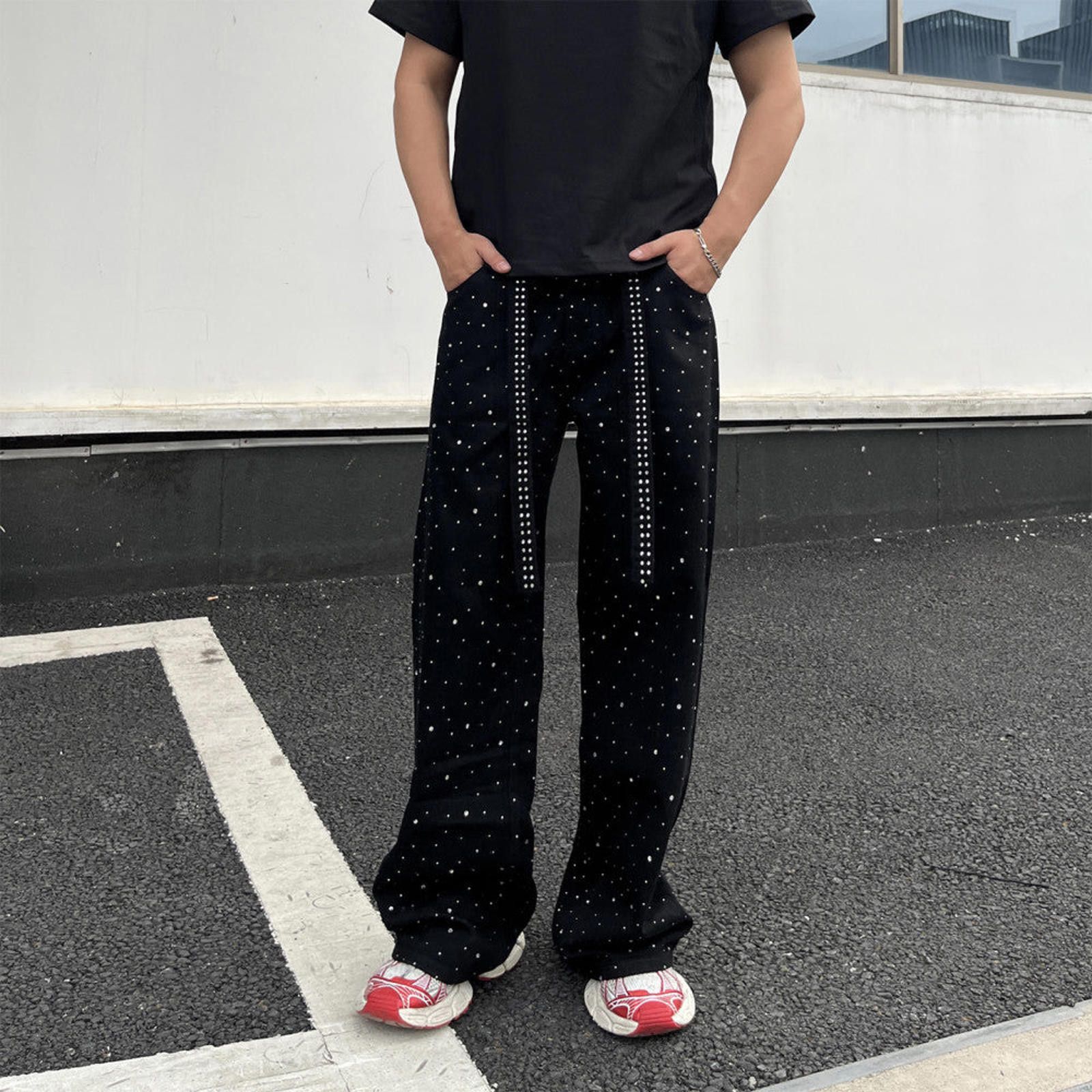 Other Rhinestone Black Studded Pants Size US 30 / EU 46 - 2 Thumbnail