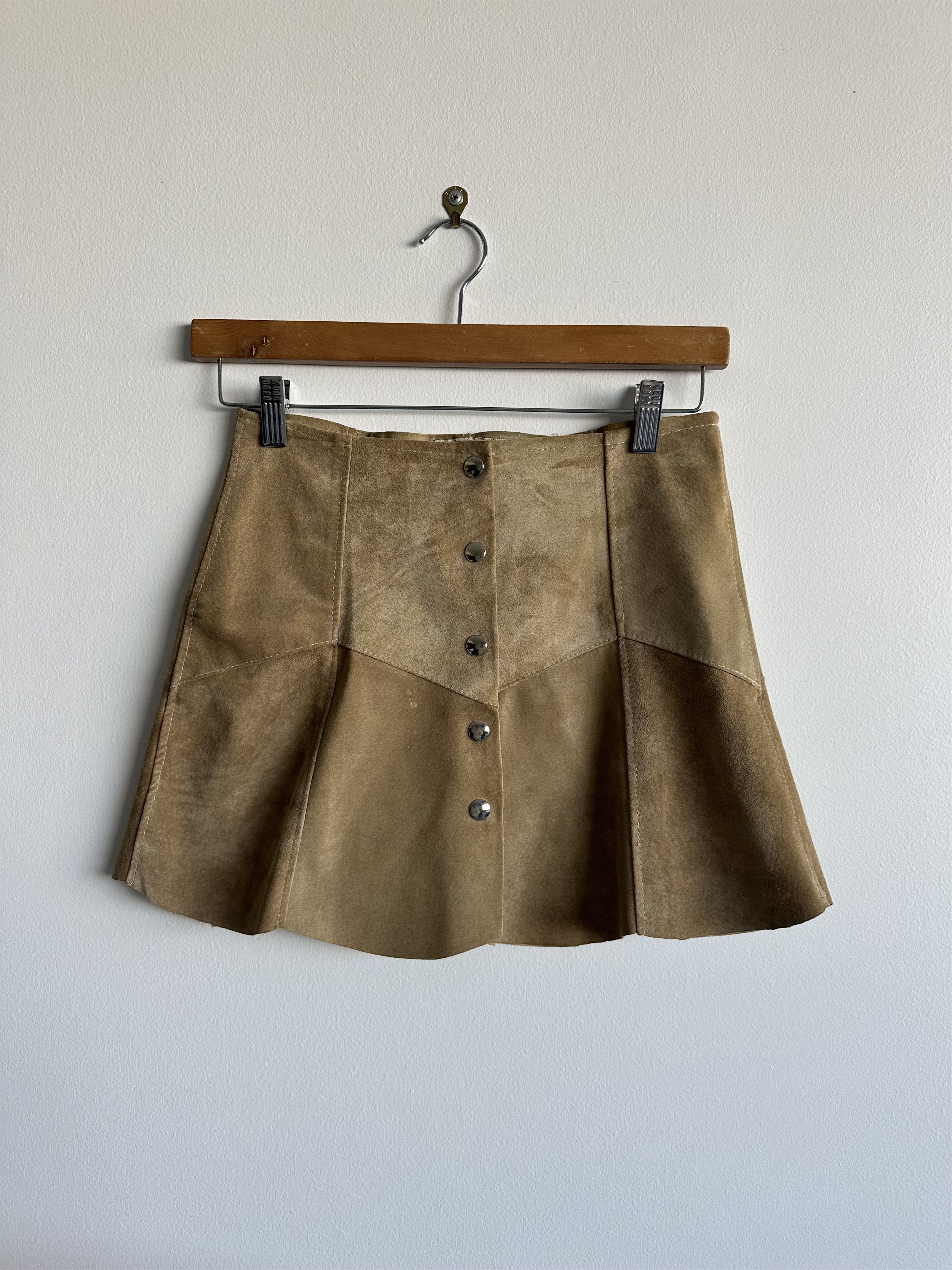 Vintage Suede Patchwork Miniskirt Vintage Cowgirl Size 25" / US 0 / IT 36 - 1 Thumbnail