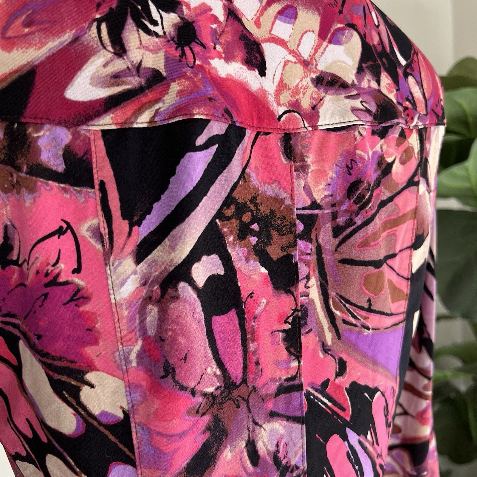 Other CACHÉ Button Up Blouse Y2K Pink Purple Pearl Snap Watercolor Size S / US 4 / IT 40 - 6 Thumbnail