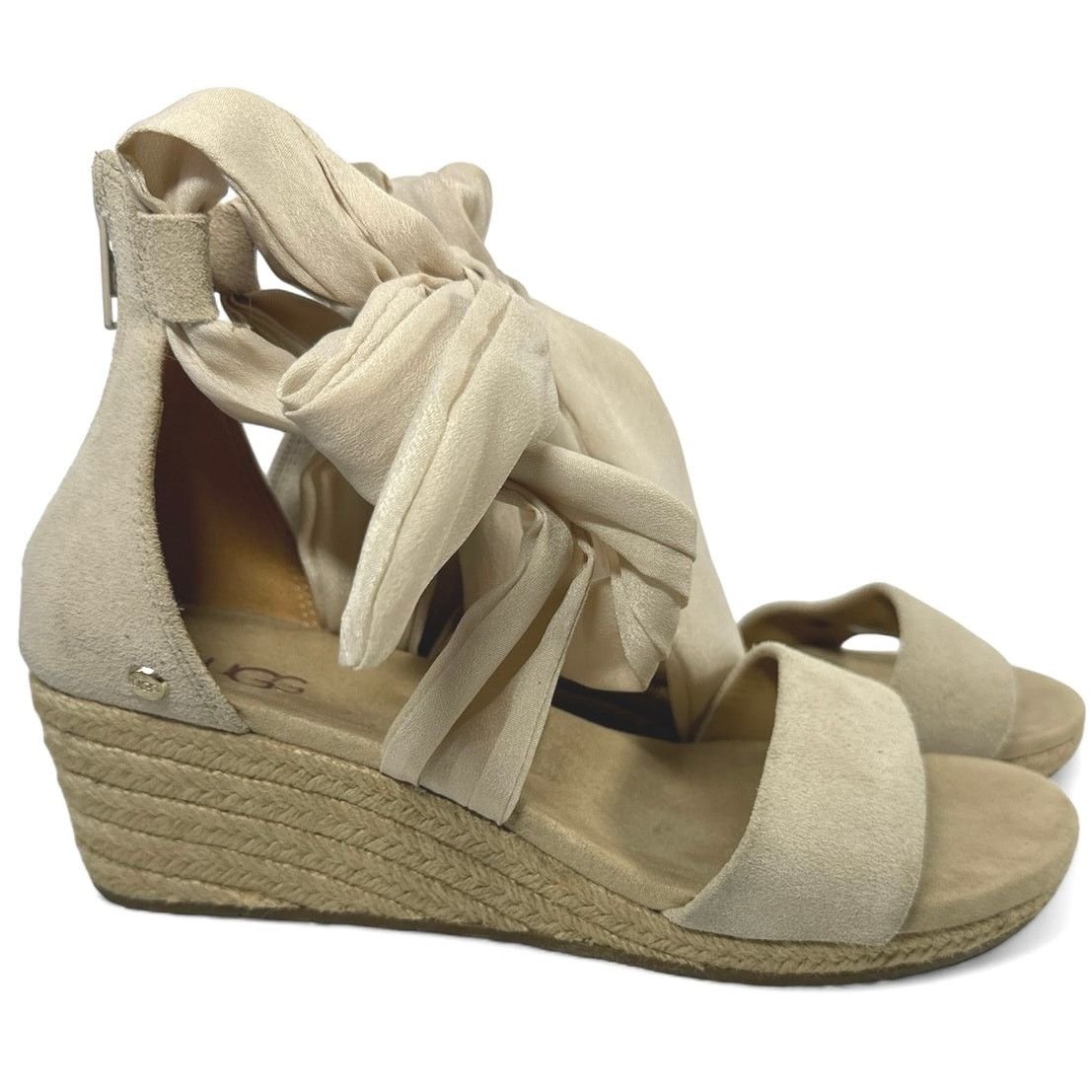 Ugg UGG Trina Suede Wedge Ankle Tie Sandals Women sz 8.5 Size US 8.5 / IT 38.5 - 3 Thumbnail
