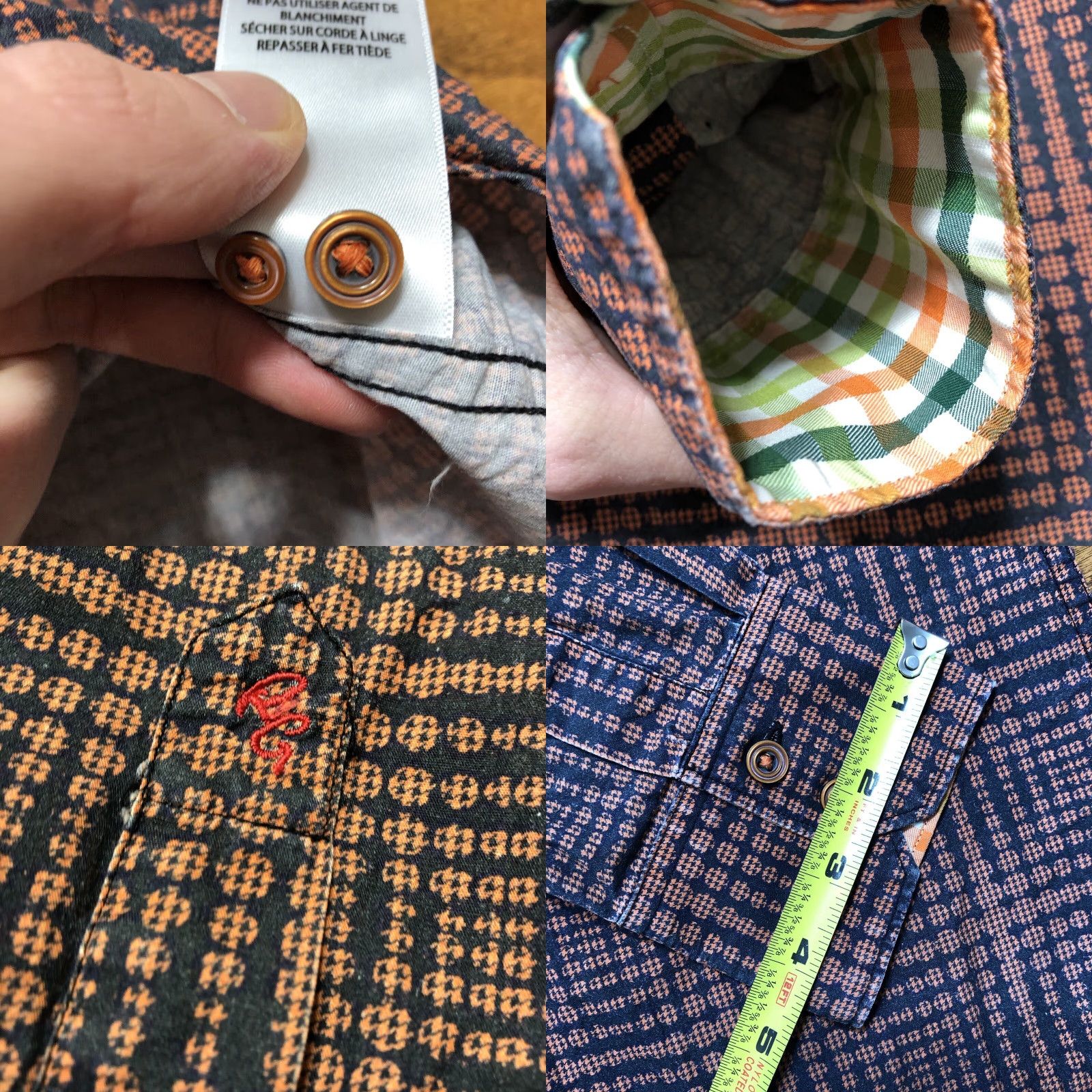 Robert Graham Robert Graham Shirt Mens M Orange Geometric Button-Up Classic Fit Long Sleeve Flip Cuff Button-Up Casual Mens Clothing Size US M / EU 48-50 / 2 - 8 Thumbnail