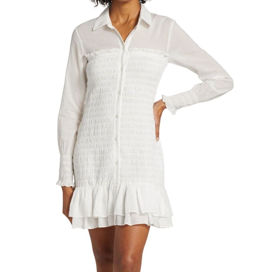 Veronica Beard Veronica Beard Kelsey Smocked Cotton Shirt Dress Size 2 NWT Size XS / US 0-2 / IT 36-38 - 1 Thumbnail