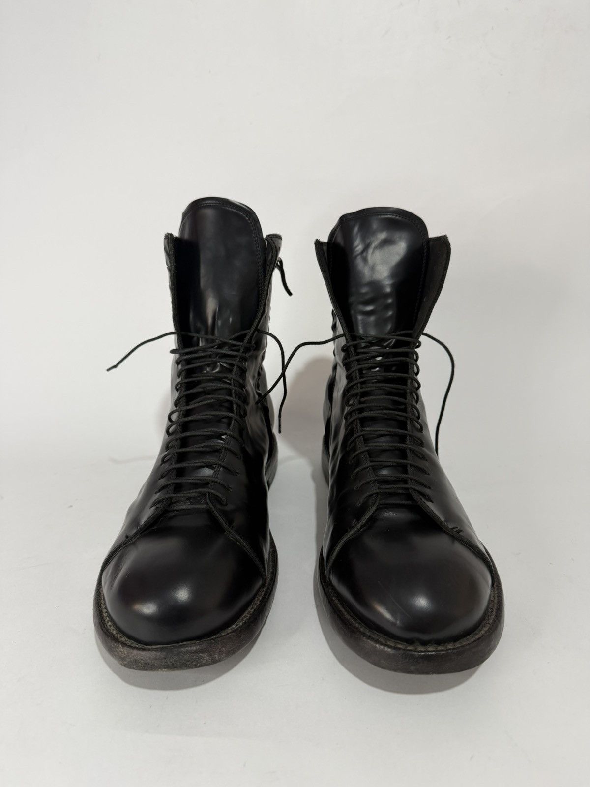 If Six Was Nine Lemargo Black Leather Combat Boots Size US 11 / EU 44 - 2 Thumbnail