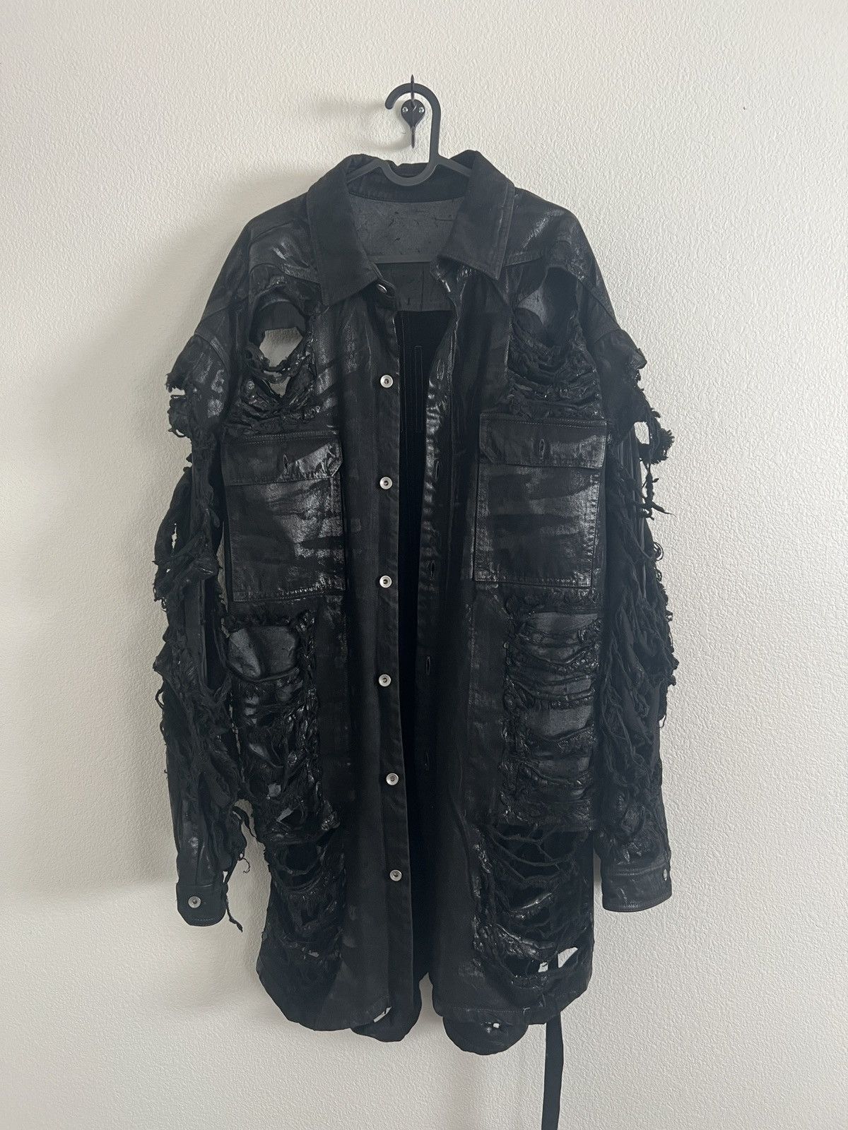 Rick Owens Drkshdw Rick Owens Strobe Oversized Distressed Coated-Jacket $2120 Size US S / EU 44-46 / 1 - 1 Thumbnail