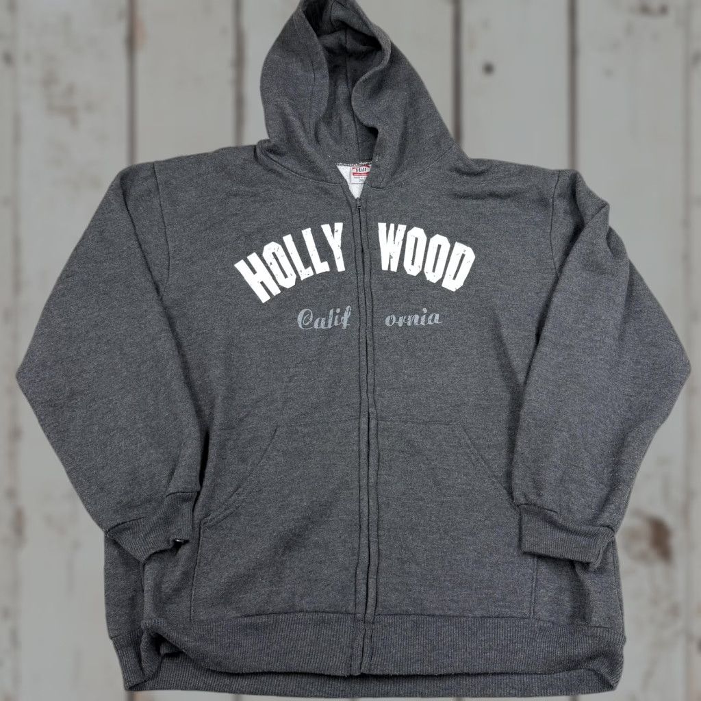 Vintage Hollywood California Hoodie Mens 2XL Gray Full Zip Made in USA Heavyweight Hill Hoodie Mens 2XL Gray Full Zip Size US XXL / EU 58 / 5 - 1 Thumbnail