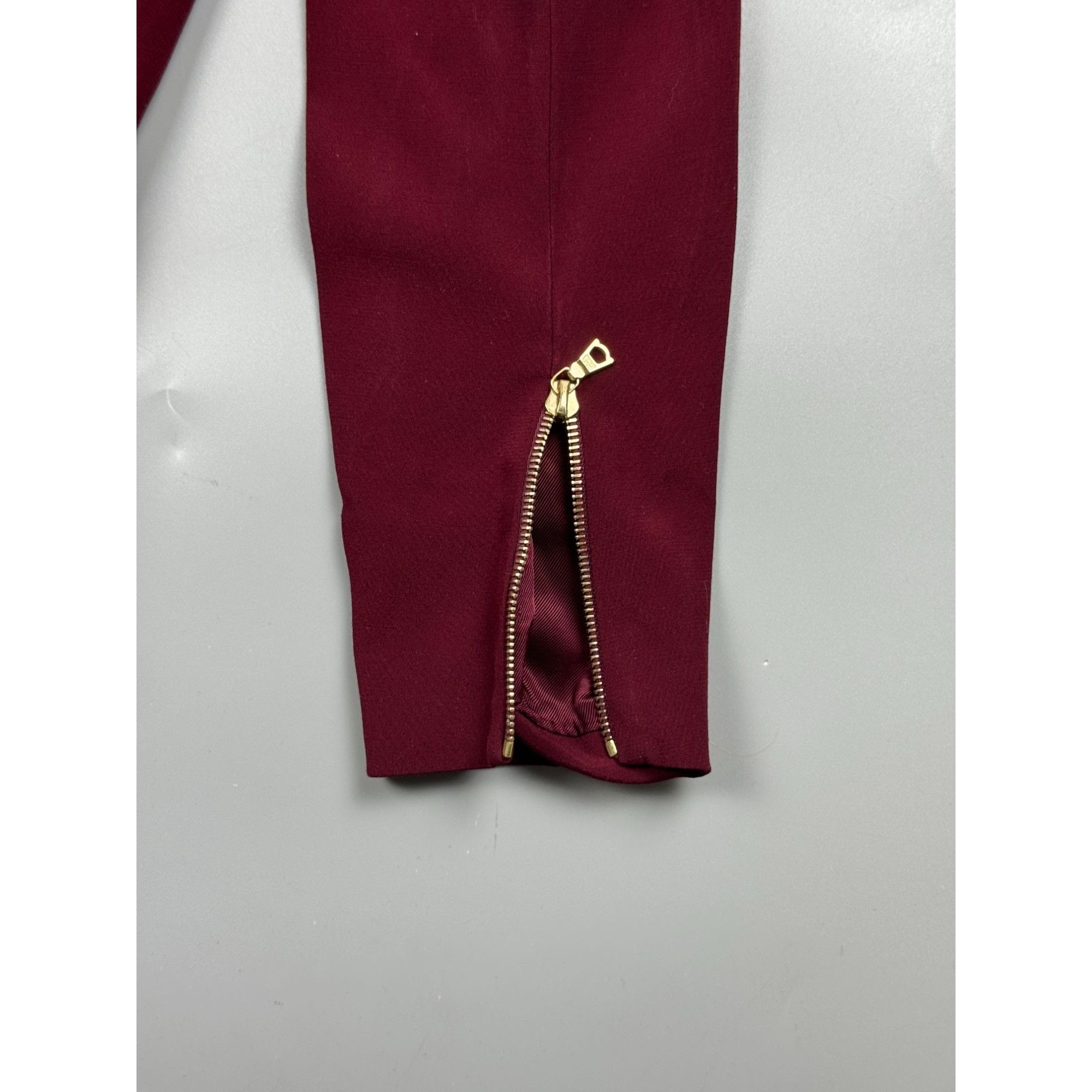 Sandro Sandro Paris Collarless Burgundy Viscose Blazer (Y1181) Size S / US 4 / IT 40 - 8 Thumbnail