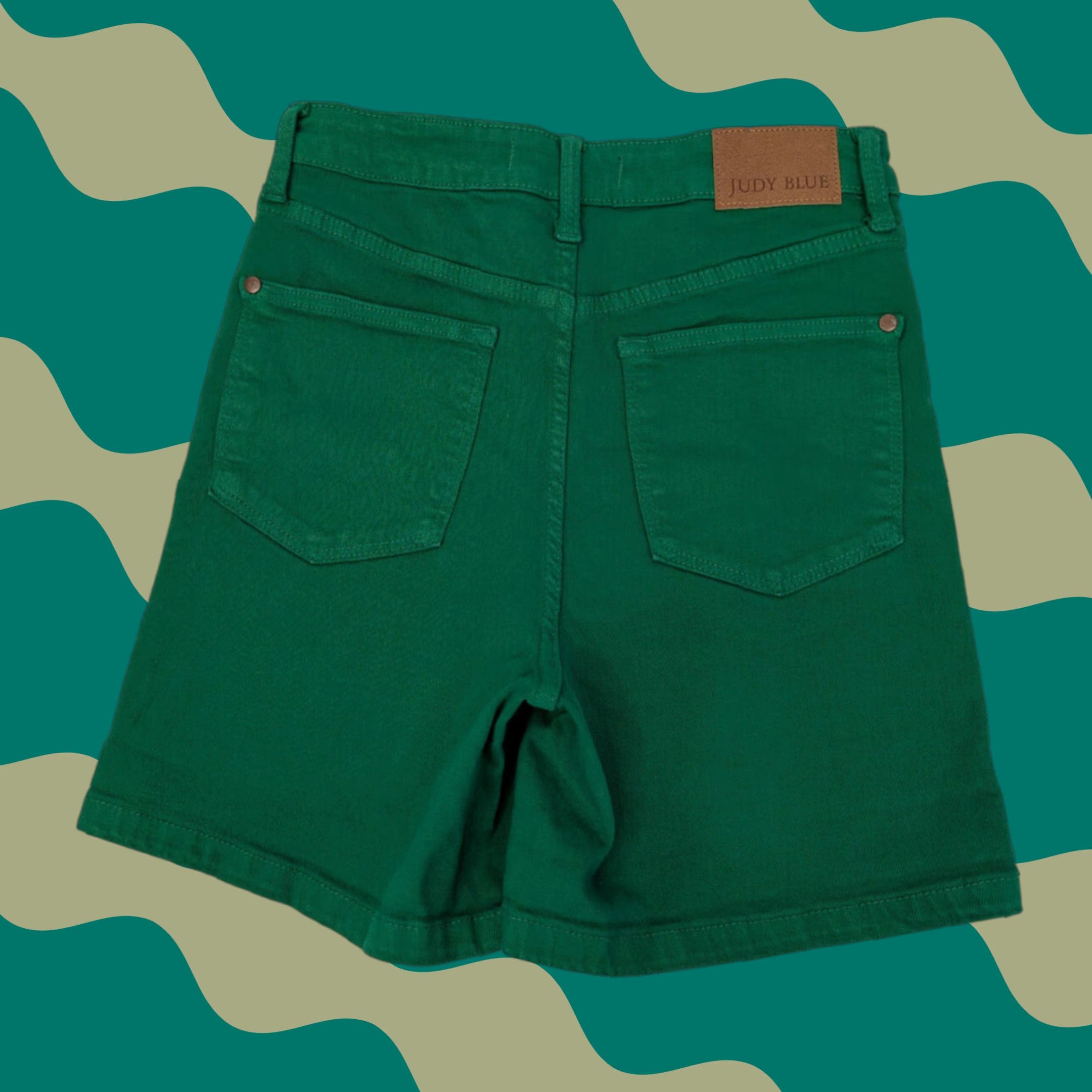 Vintage Judy Blue Garment Dyed Denim Shorts Womens Medium Green Stretch High Rise Size 32" / US 10 / IT 46 - 1 Thumbnail