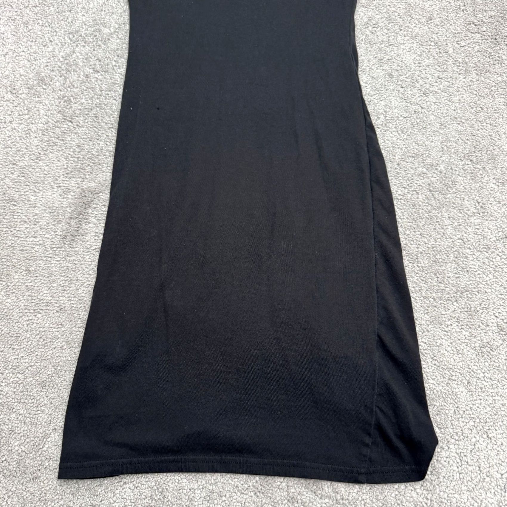 Vintage Leith Bodycon Midi Dress Womens Small Black Sleeveless Stretch Ruched Tulip Hem Casual Workwear Size S / US 4 / IT 40 - 6 Thumbnail