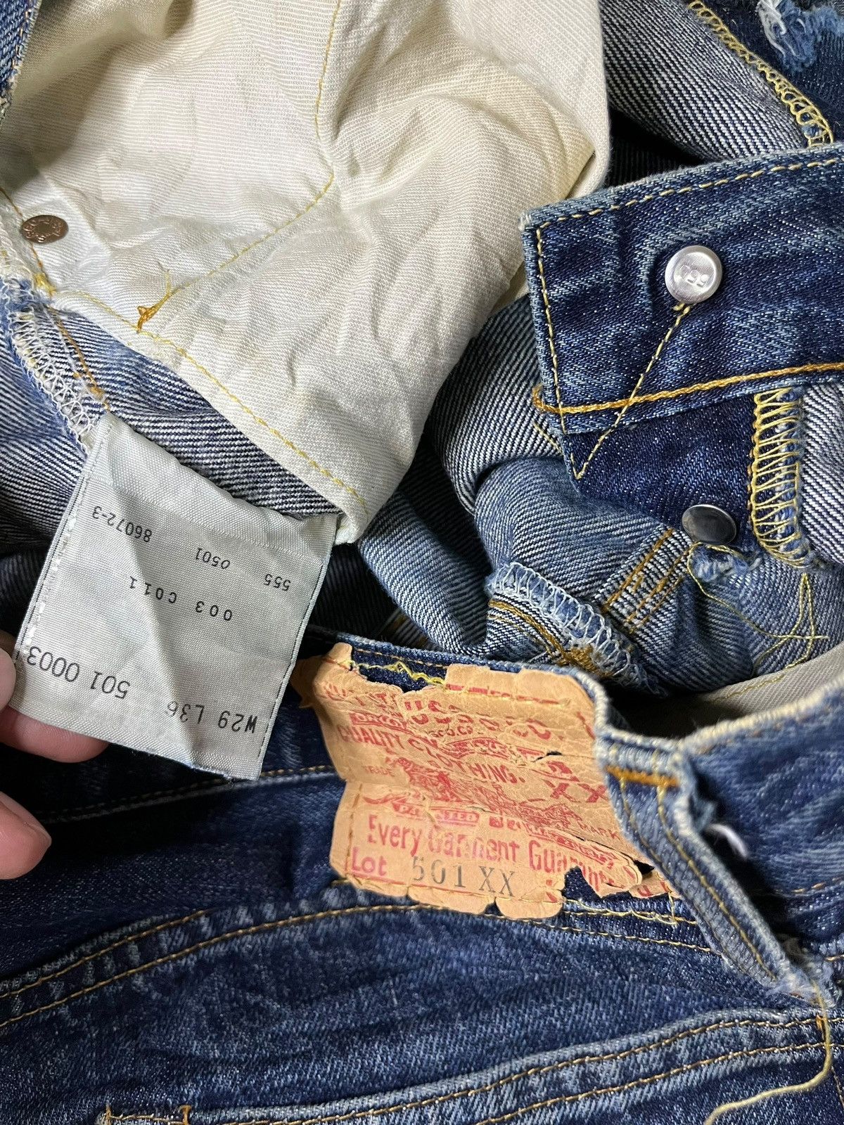Levi's Vintage 80s Levis 501 Selvedge Big E Loose Jeans Button 555 Size US 28 / EU 44 - 13 Thumbnail