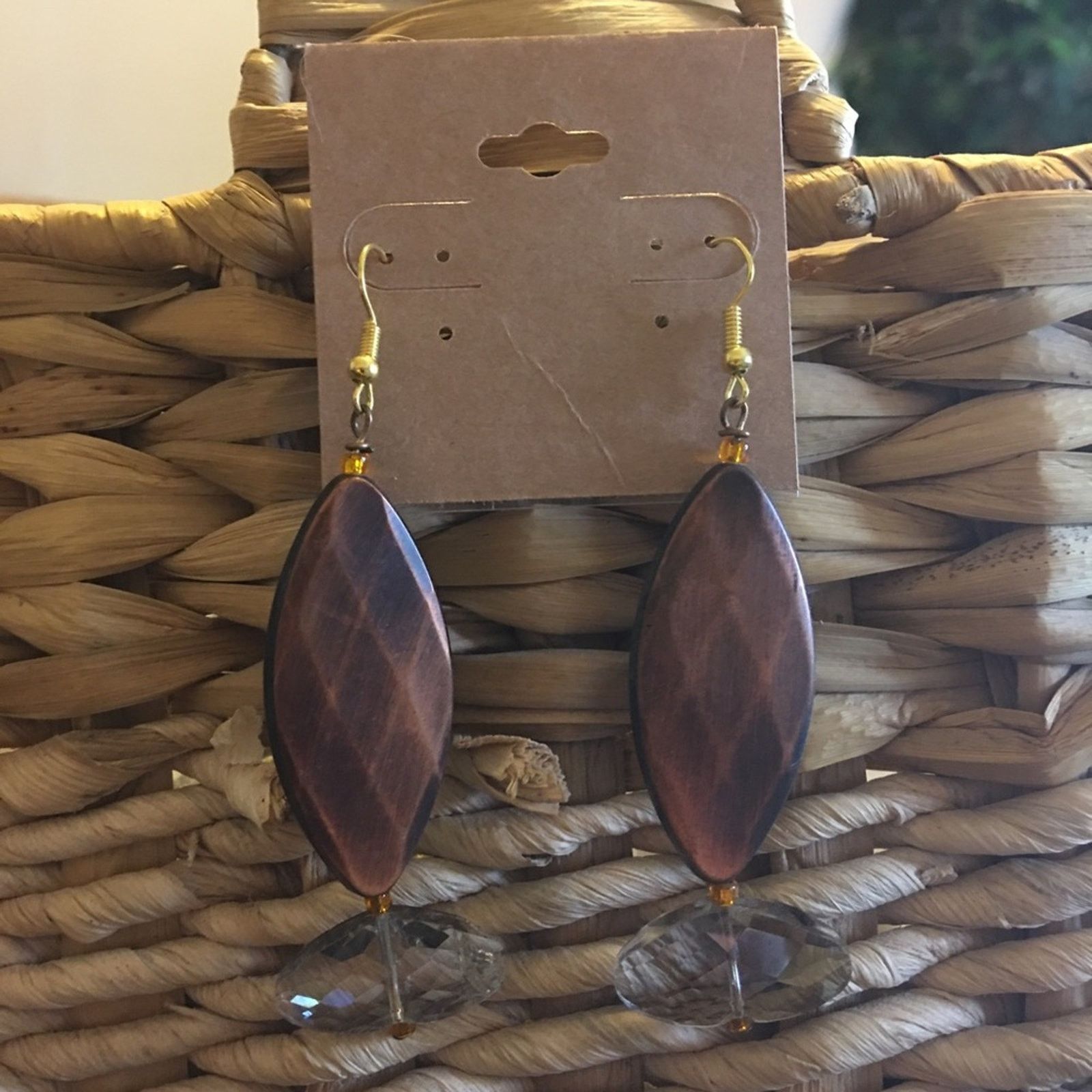 Jewelry Copper and clear faceted glass crystal earrings Size ONE SIZE - 2 Thumbnail