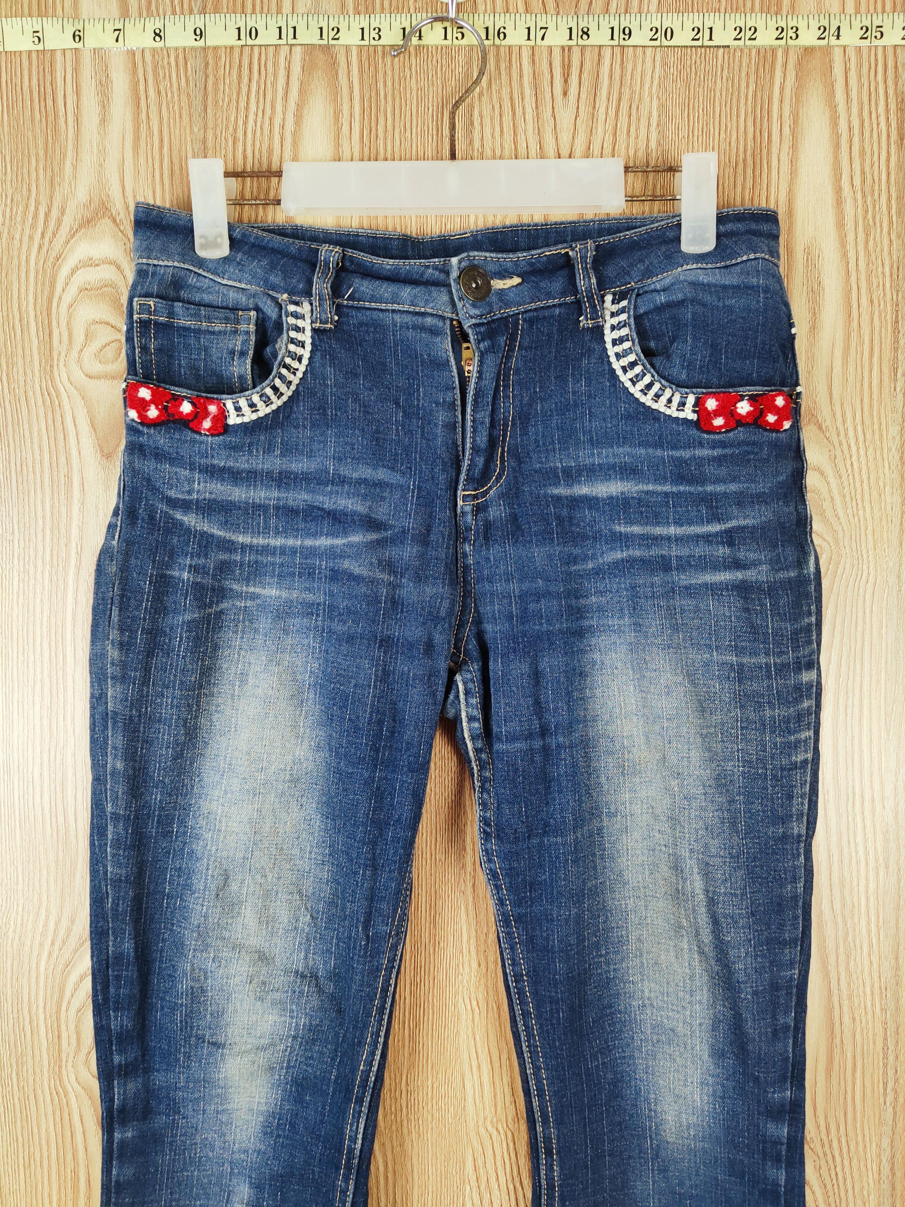 Japanese Brand × Vintage Japanese Brand Dark Blue Distressed Ripped Jeans Size 30" / US 8 / IT 44 - 2 Thumbnail