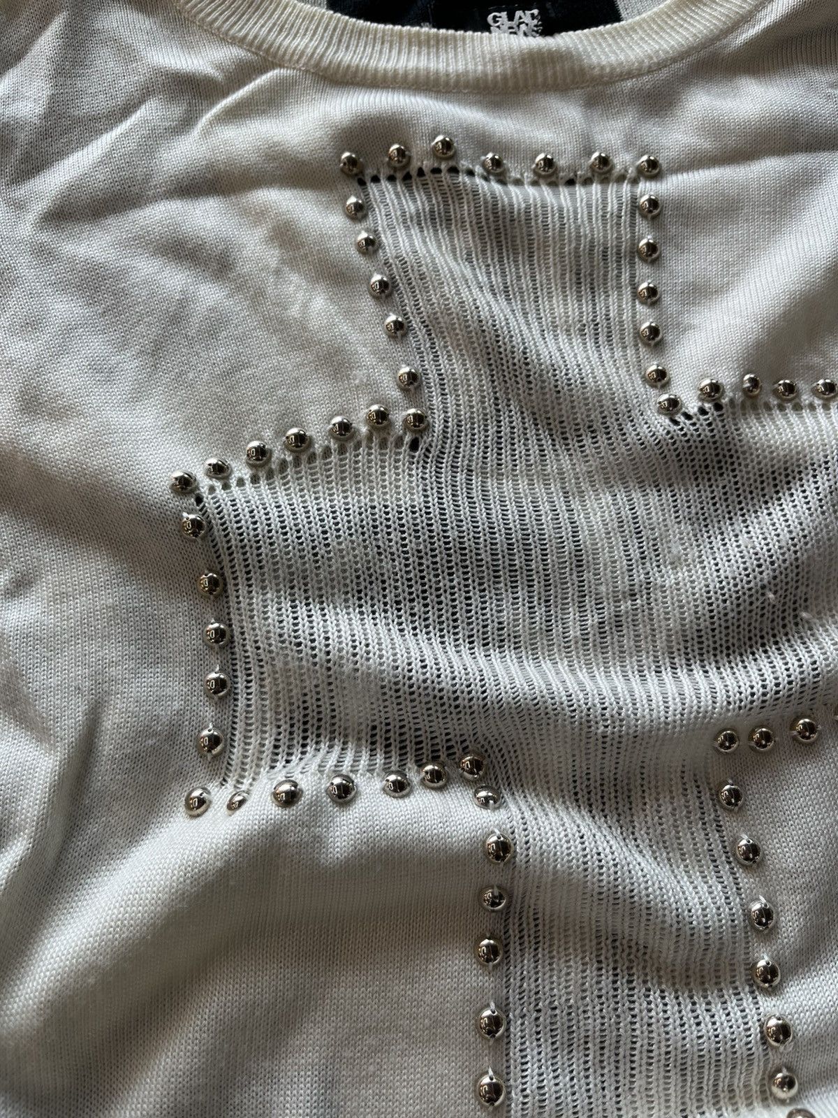 Y2K STUDDED CROSS KNITWEAR Chrome style