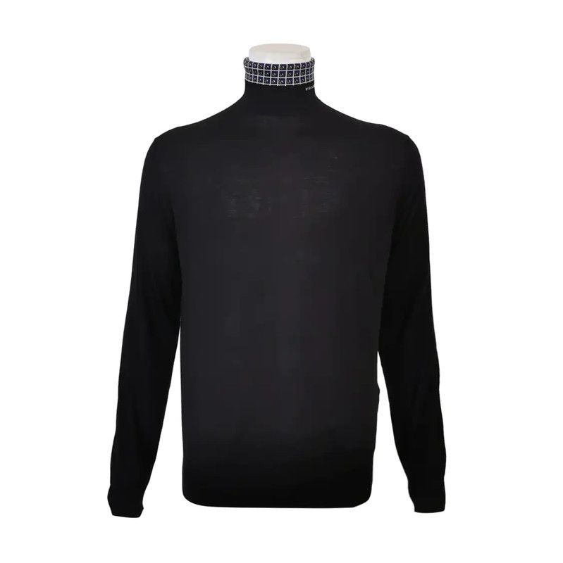Prada Prada Black Wool Embroidered Logo Sweater Size US M / EU 48-50 / 2 - 1 Thumbnail