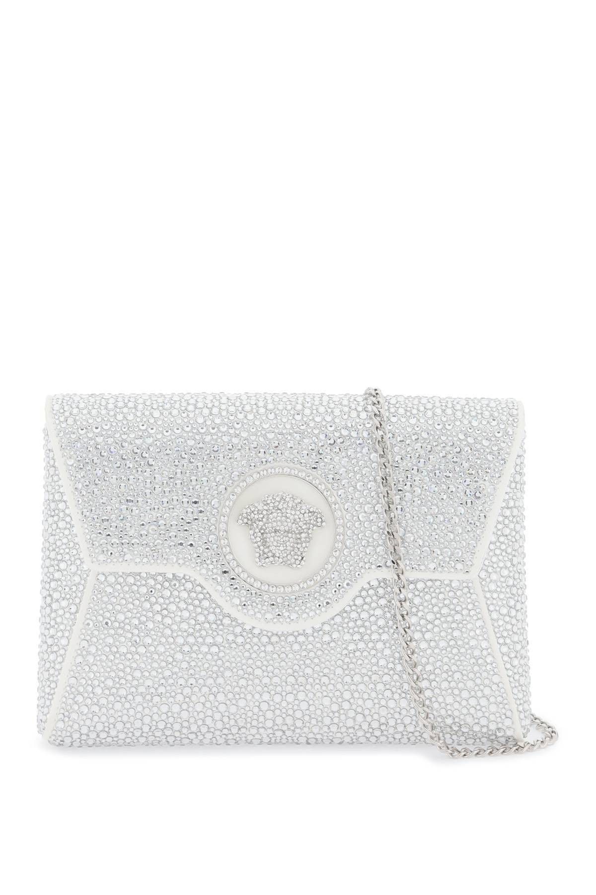 image of Versace La Medusa Envelope Clutch With Crystals in Argento, Women's