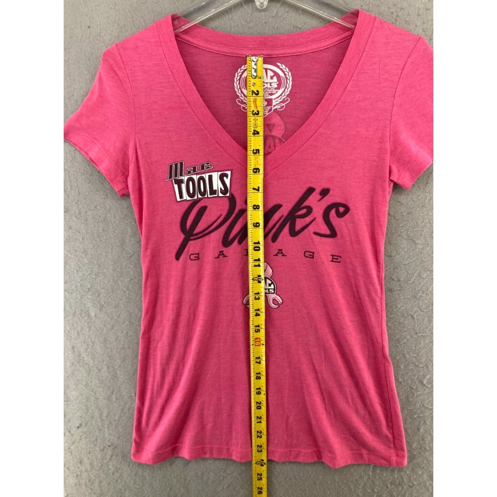 Vintage Mac Tools T-Shirt Womens Small Pink Breast Cancer Awareness Cap Sleeve V-Neck Knit Graphic Print 2010s Cars Theme Womens Size S / US 4 / IT 40 - 3 Thumbnail