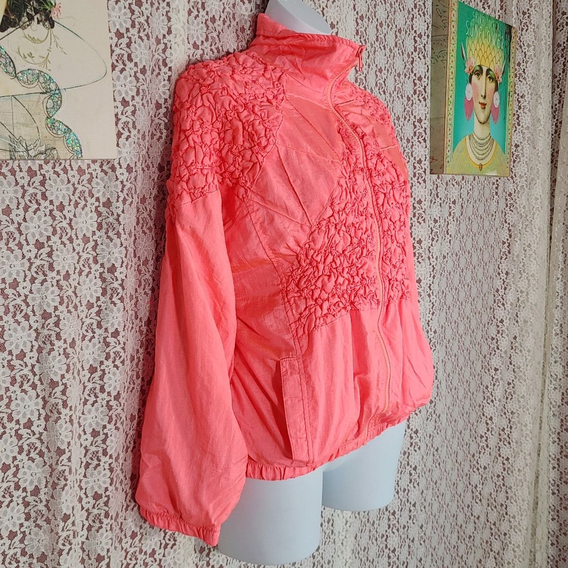 Vintage Vintage 90s ASR pink rouched full zip windbreaker size large Size L / US 10 / IT 46 - 2 Thumbnail