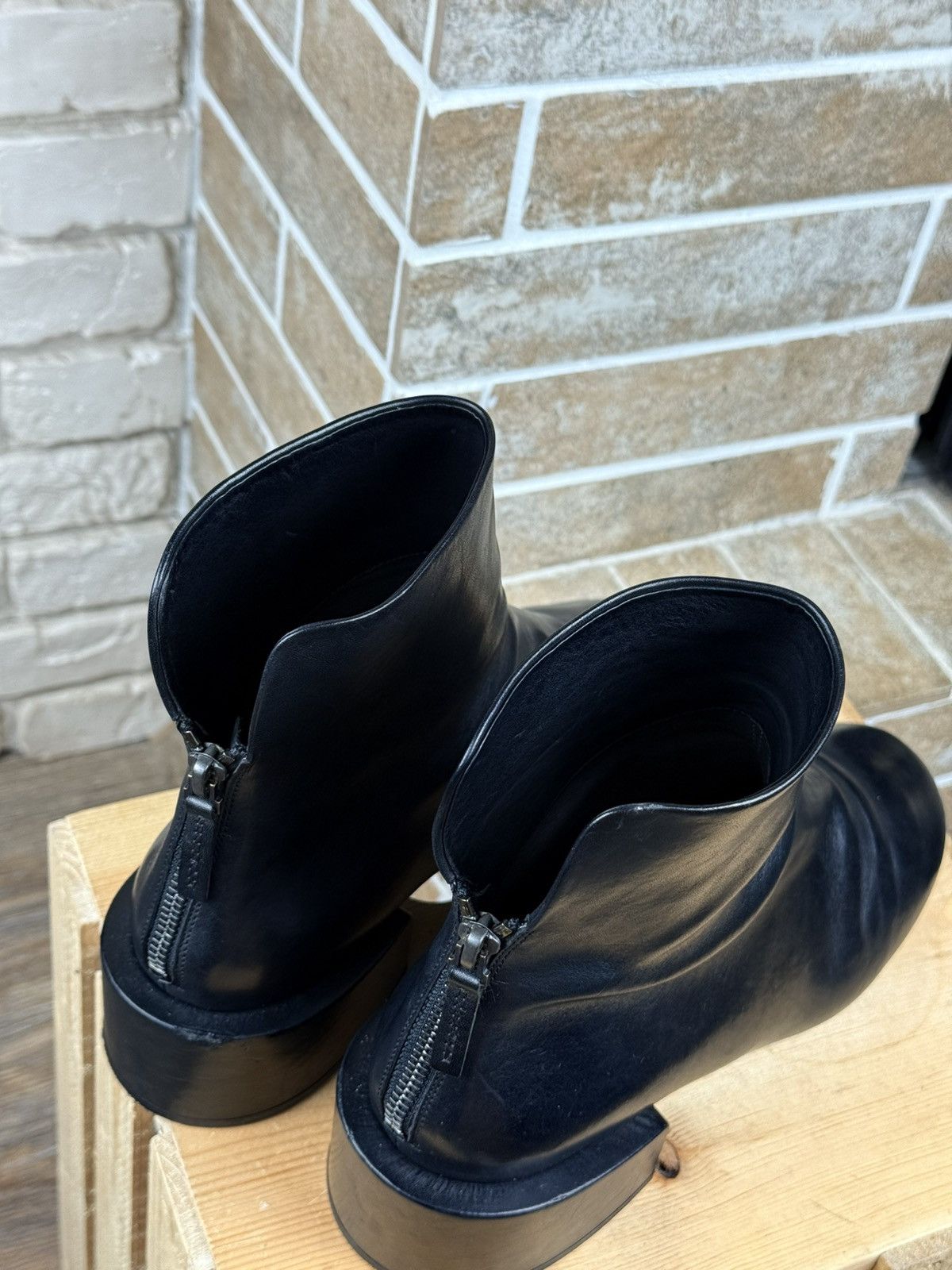 Marsell Marsell Black Leather Basata Ankle Back Zip Boots Size Size US 10 / IT 40 - 10 Thumbnail