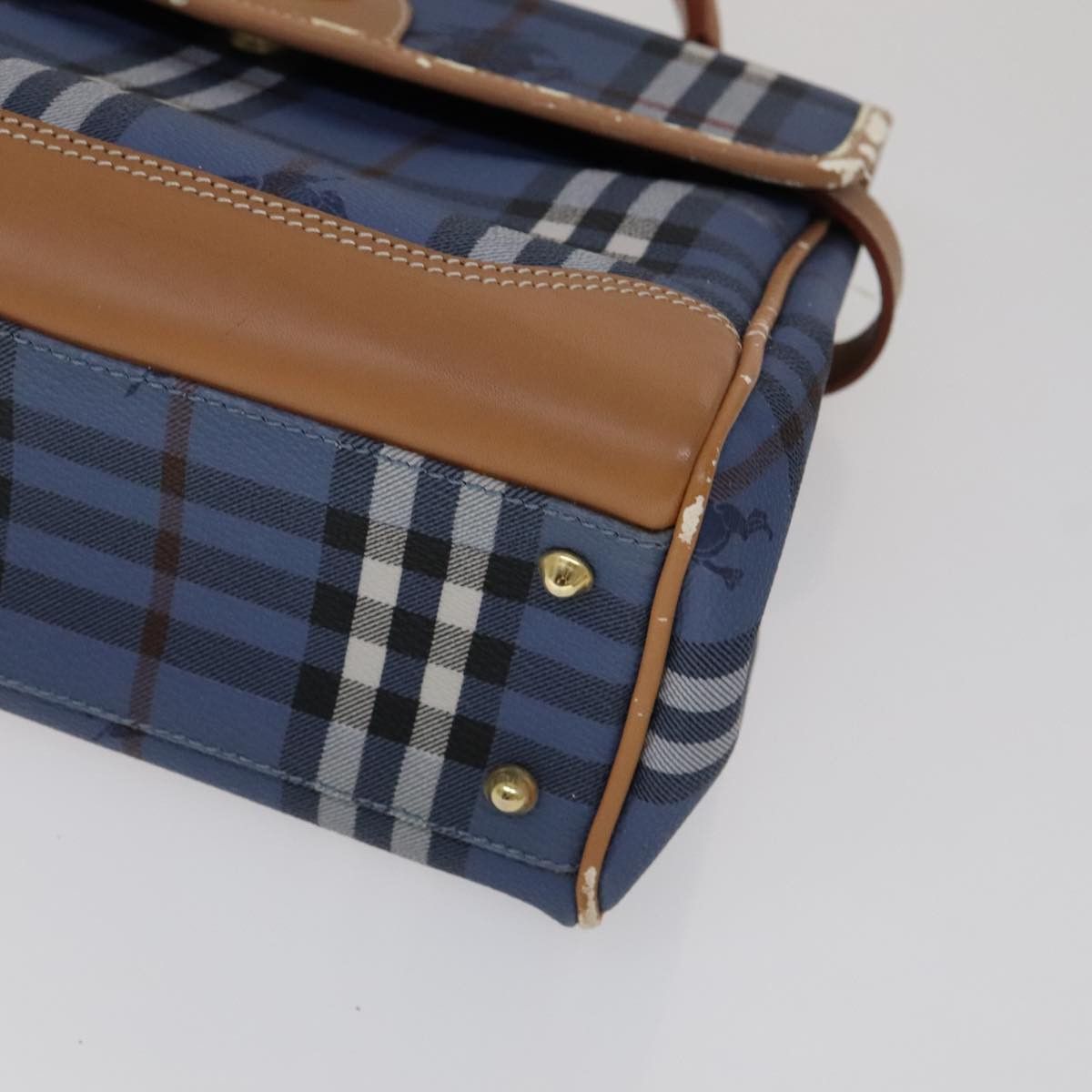Burberry Burberry Nova Check Hand Bag Pvc Leather Blue Size ONE SIZE - 8 Thumbnail