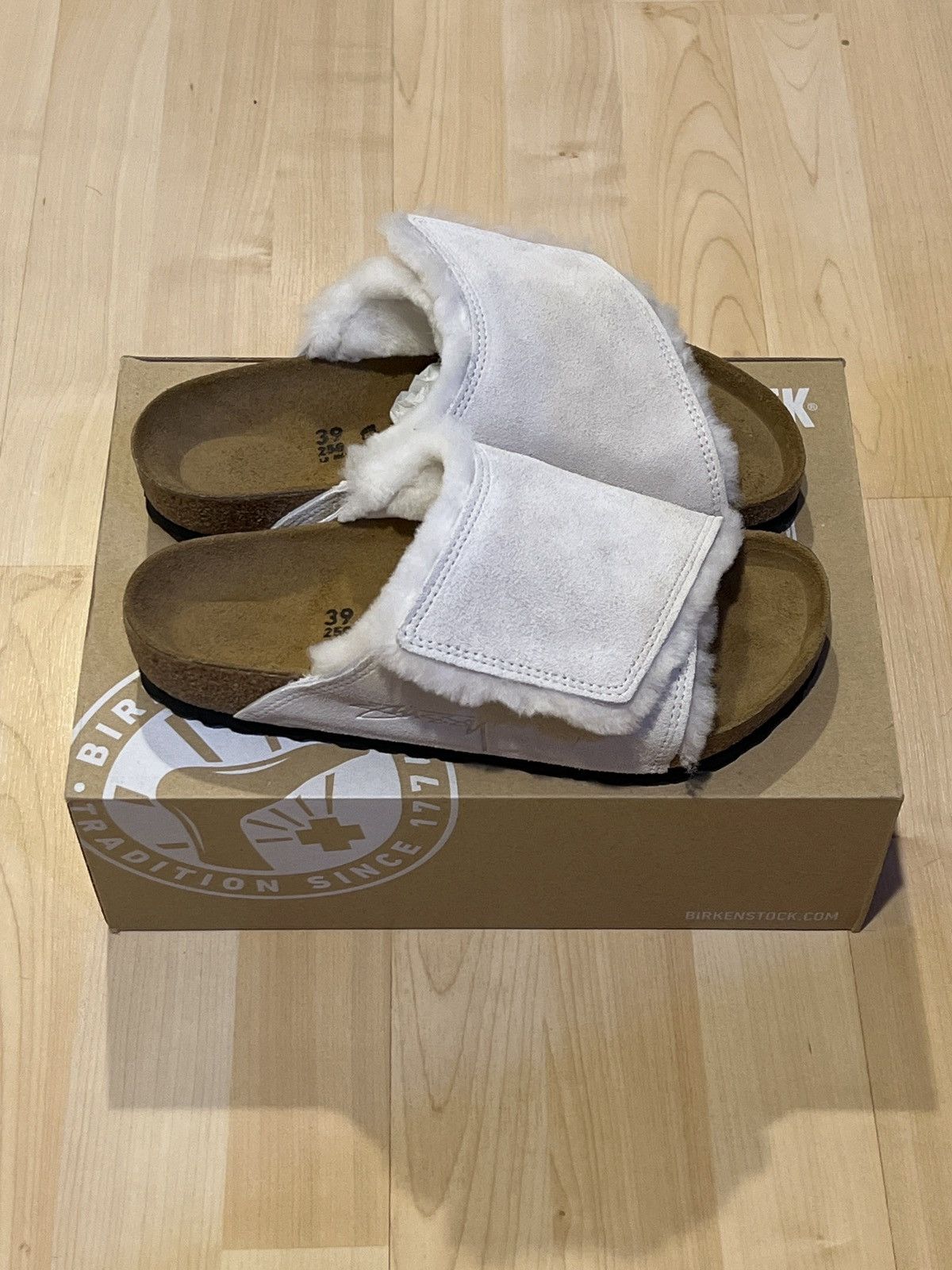 image of Birkenstock Solana (Bone) Slides in White, Men's (Size 8)