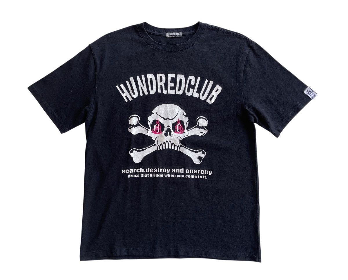 Vintage 90s Hundred Club Flame Crossbones Punk Rock Destroy Anarchy Size US M / EU 48-50 / 2 - 2 Thumbnail