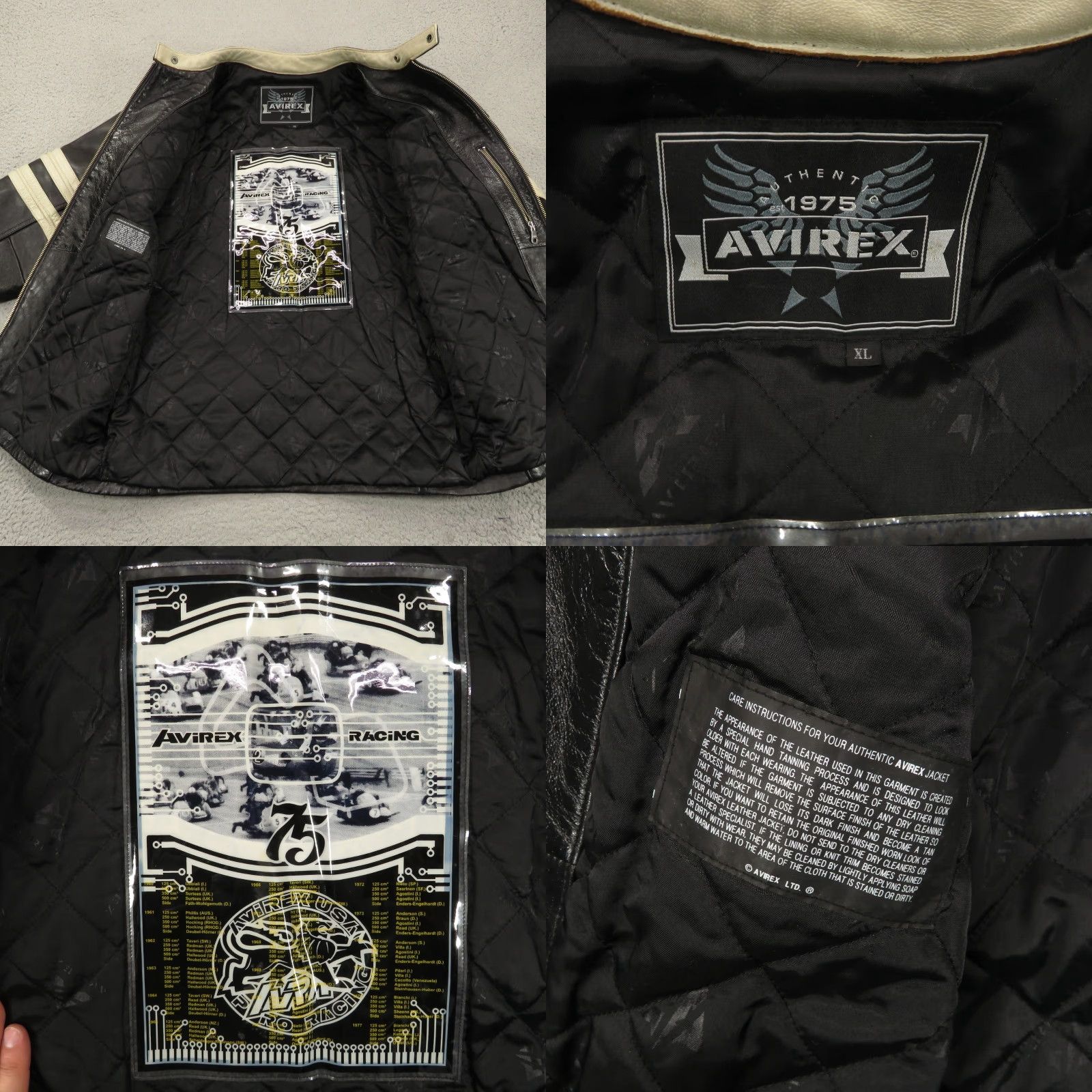 Avirex VINTAGE Avirex Leather Jacket XL Mens Racing Moto Motorcycle Lion Patch Cafe Racer Quilt Jacket Size US XL / EU 56 / 4 - 9 Thumbnail