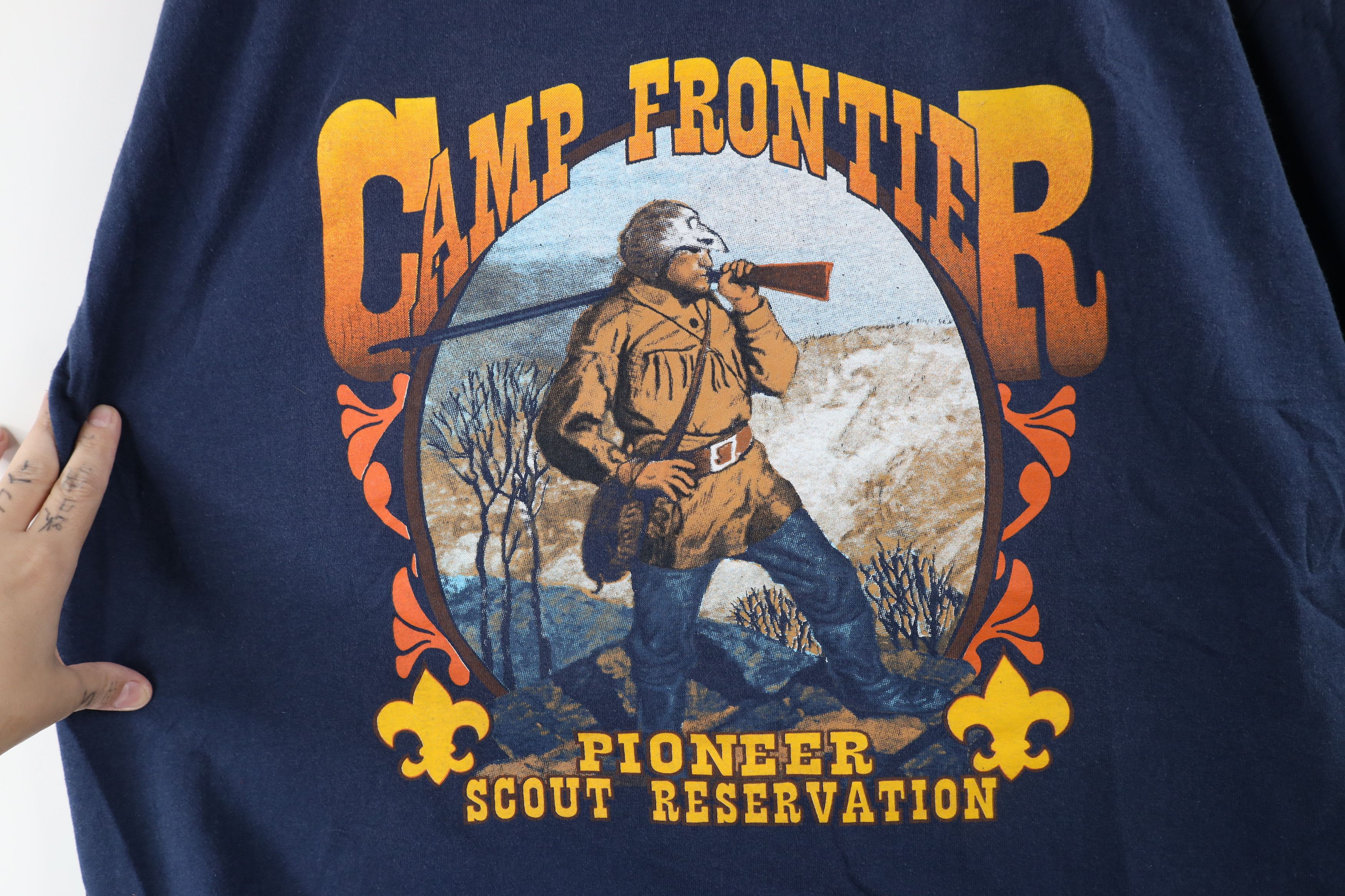 Vintage Vintage 90s America Camp Frontier Pioneer Scout T-Shirt USA Size US XL / EU 56 / 4 - 4 Thumbnail