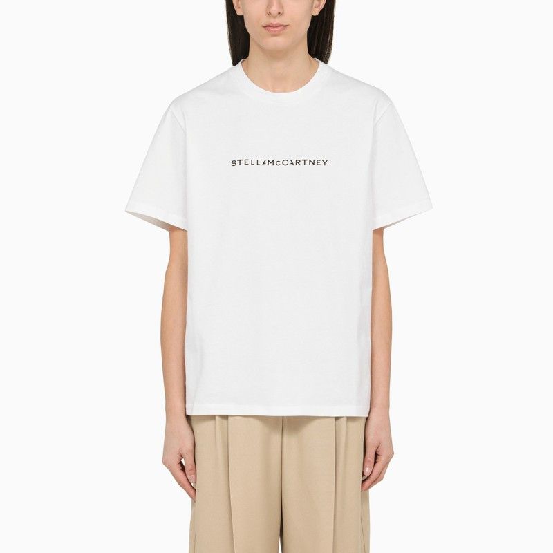 image of Stella Mccartney White Crew-Neck T-Shirt With Logo, Women's (Size Small)