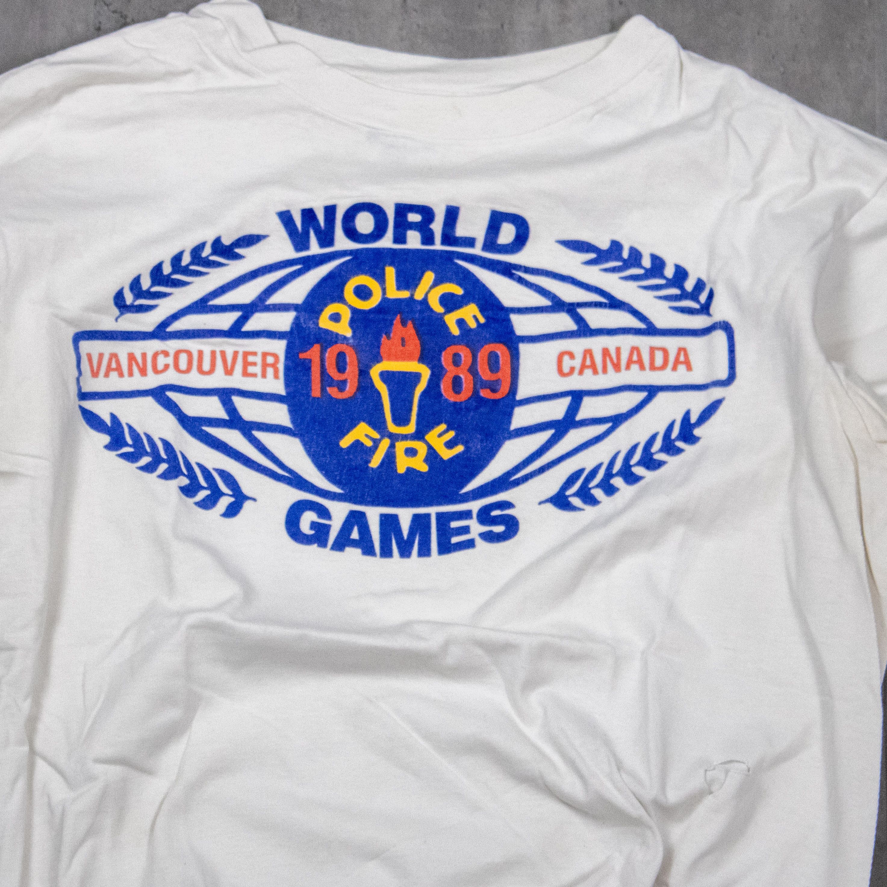 Hanes × Japanese Brand × Vintage Vintage 1989 Vancouver Police Games Single Stitch White Tee Size US L / EU 52-54 / 3 - 4 Thumbnail