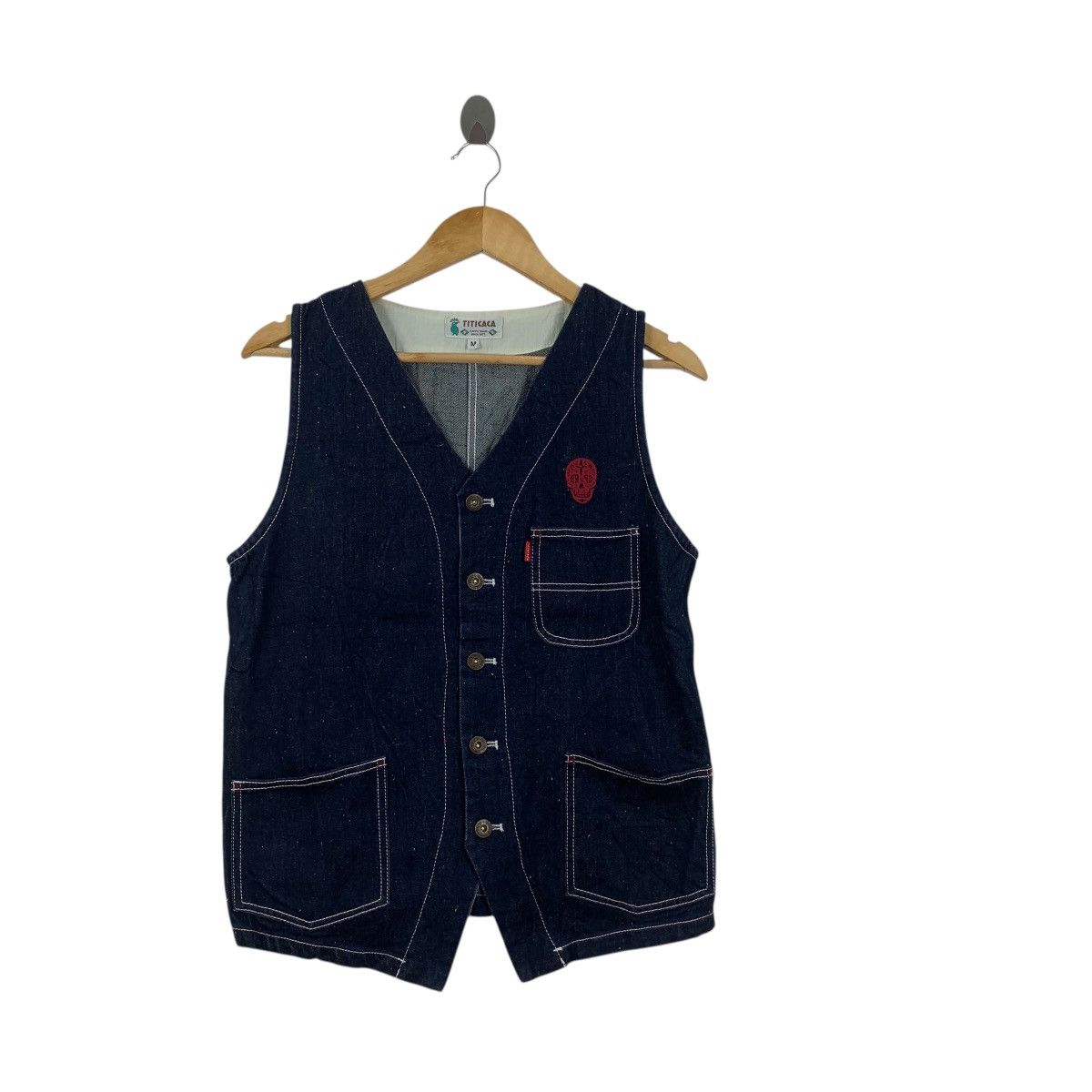 Other TITICACA SKULL BONES Embroidered Denim Jeans Vest Jacket Size M / US 6-8 / IT 42-44 - 4 Thumbnail