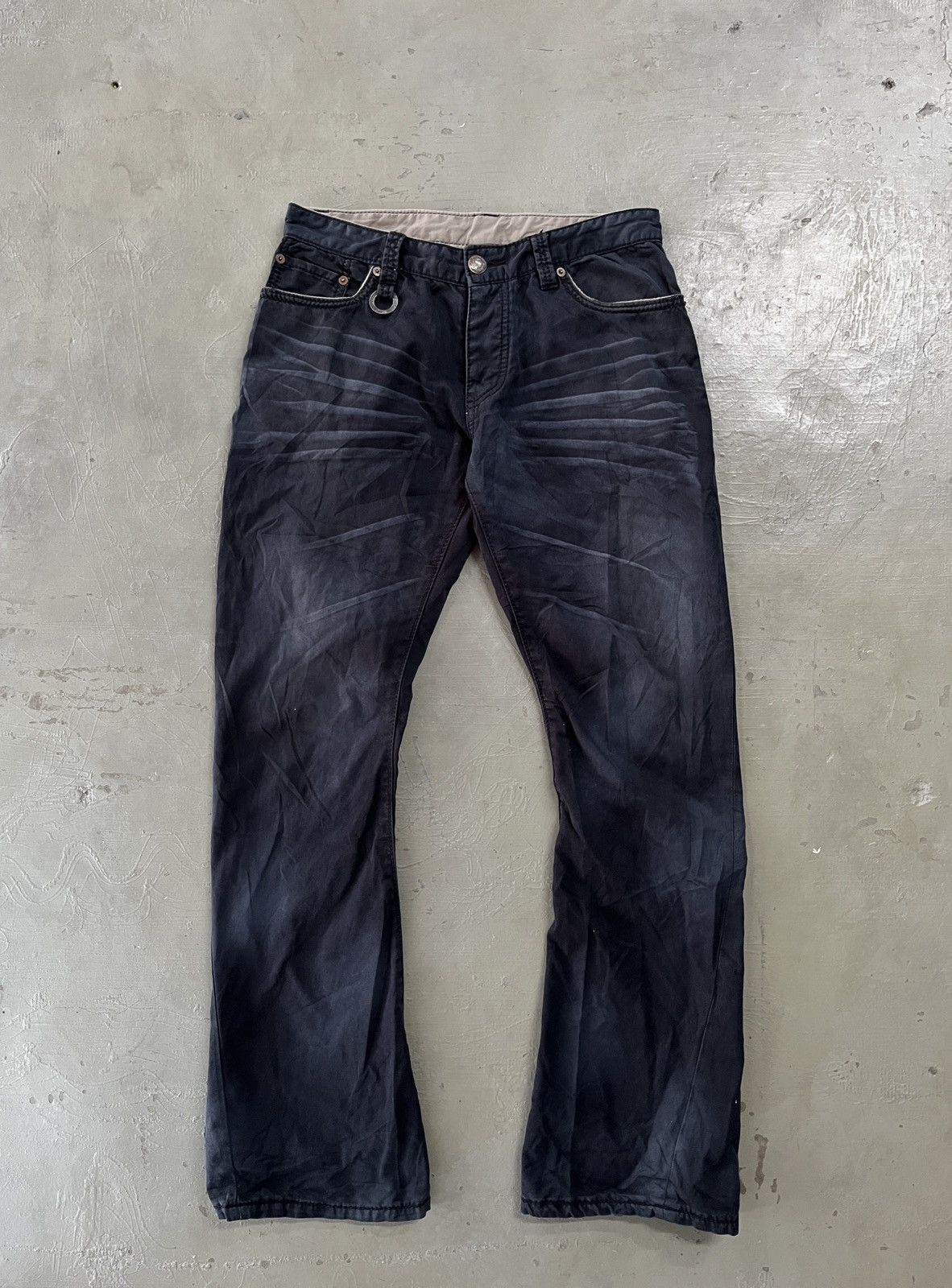 BUFFALO BOBS Buffalo Bobs Japan Waxed J Cut Curve Leg Flare Jeans Size US 30 / EU 46 - 2 Thumbnail