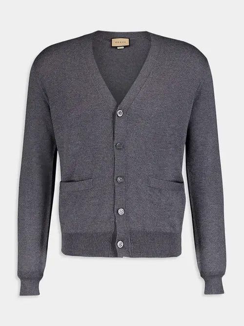 Gucci o1s1wg110925 Wool Cardigan With Embroidery in Grey Size US XXL / EU 58 / 5 - 1 Thumbnail