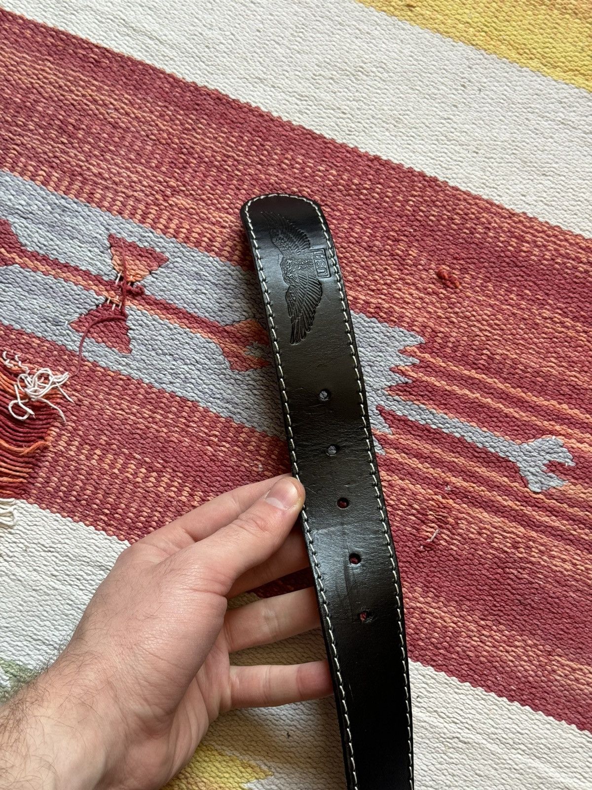 Genuine Leather Vintage 00’s Harley Davidson y2k Black Genuine Leather Belt Size ONE SIZE - 7 Thumbnail