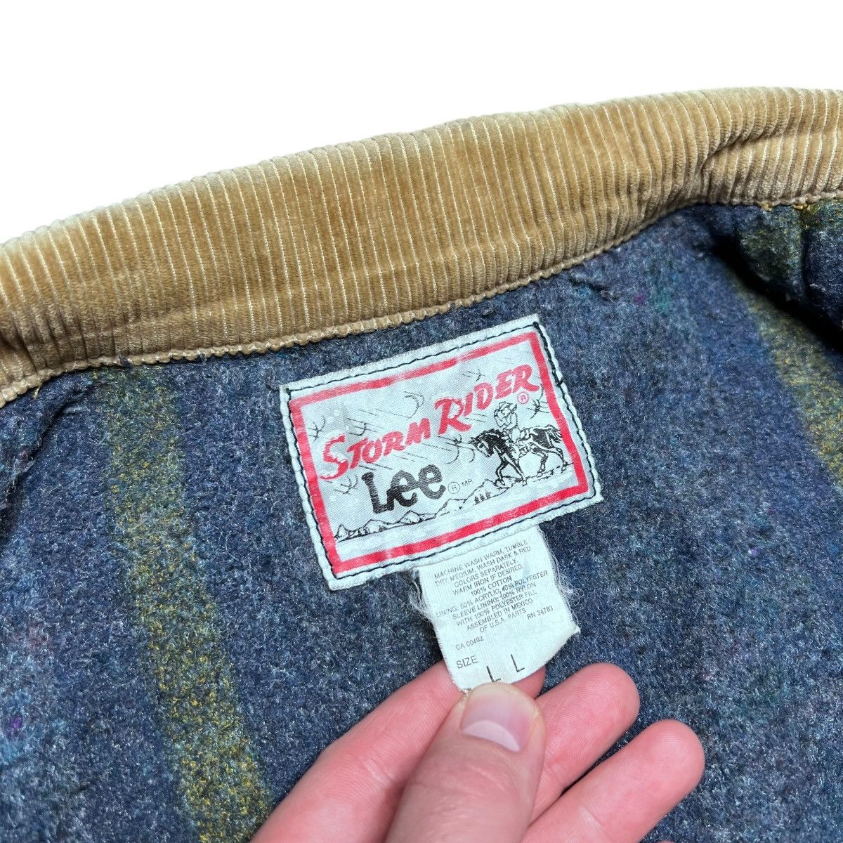 Lee 1980s Lee Storm Rider Blanket Lined Corduroy Collar Jacket Size US L / EU 52-54 / 3 - 3 Thumbnail