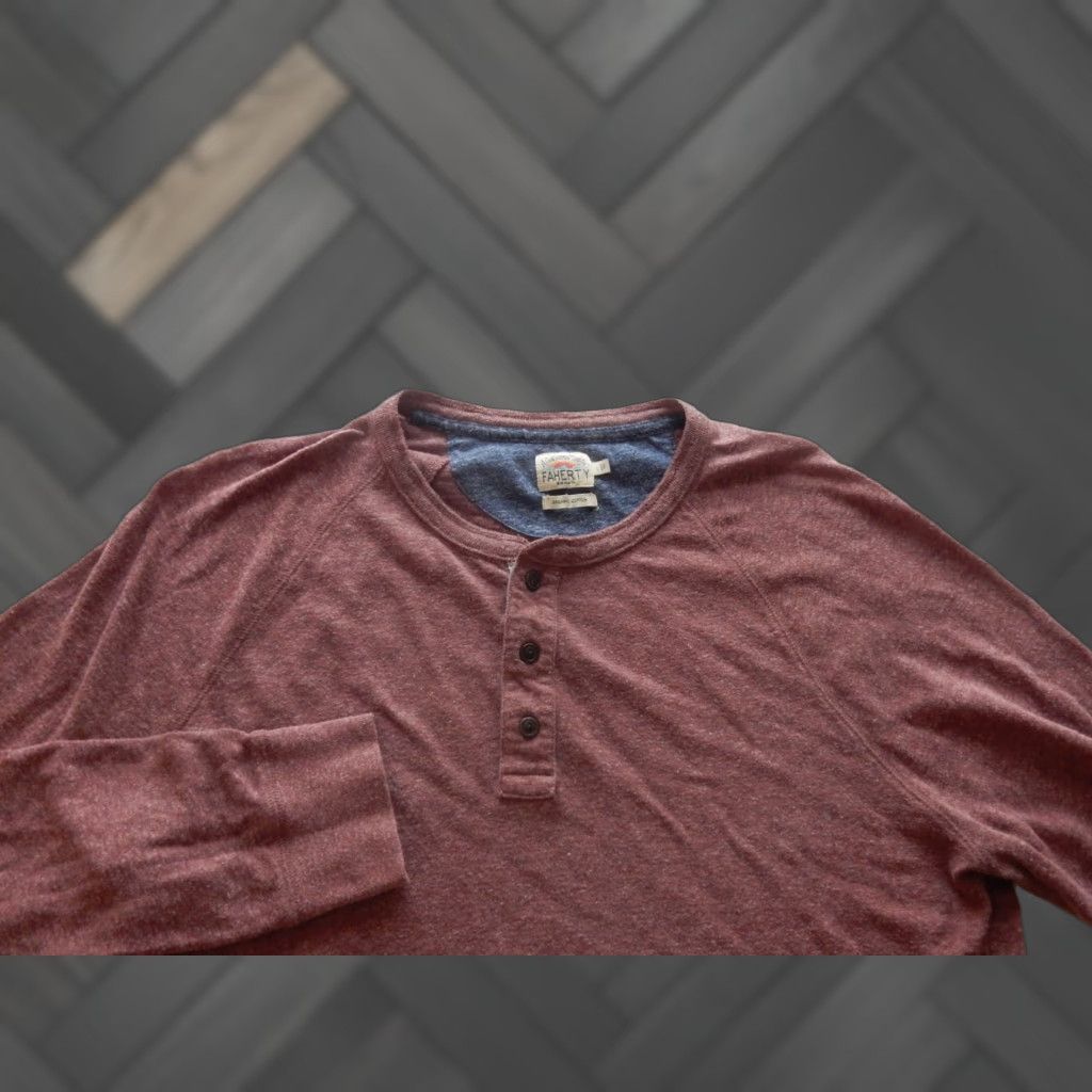 Faherty Faherty Men Long Sleeve T-Shirt L Pink Size US L / EU 52-54 / 3 - 1 Thumbnail