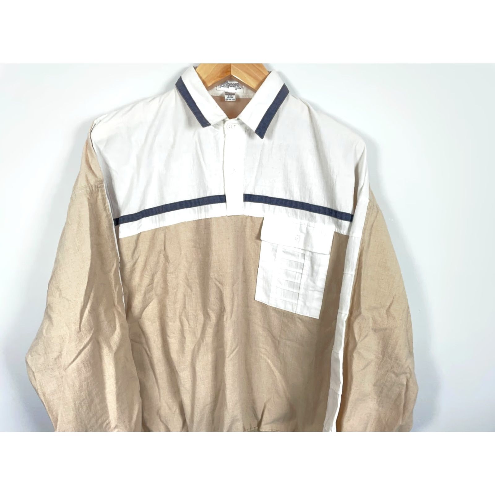 Vintage VINTAGE Alexxus Polo Shirt Long Sleeve Beig e White 80s 90s Dad Hipster Retro - Men Large Casual Polo Shirt Womens? Size US L / EU 52-54 / 3 - 4 Thumbnail