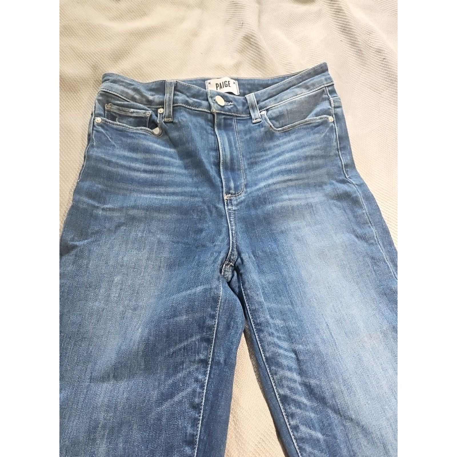 Paige PAIGE Jeans Womens US Size 28 Blue Hoxton Crop Margie Medium Wash Distress Hem Jeans Womens Regular 5-Pocket Denim Medium Wash Cotton Blend Spandex Size 28" / US 6 / IT 42 - 3 Thumbnail