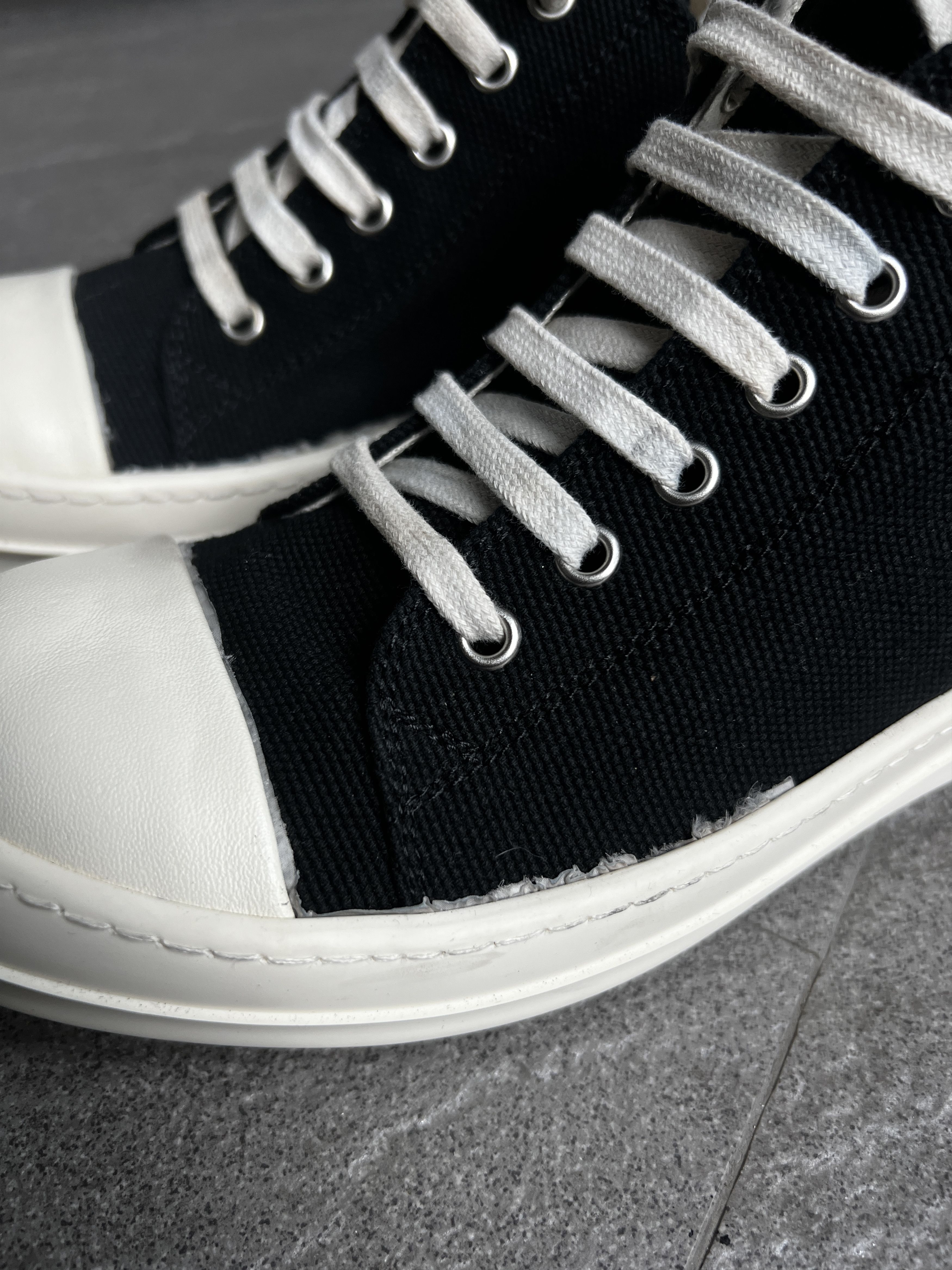 Rick Owens Drkshdw Rick Owens DRKSHDW Canvas Ramones Low Black EU37 Size US 5 / EU 37 - 9 Thumbnail
