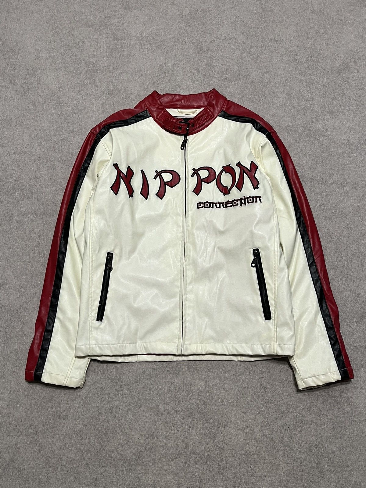 Vintage Japan Vintage Race Jacket Mens Nippon Faux Leather Y2K Biker Size US S / EU 44-46 / 1 - 1 Thumbnail