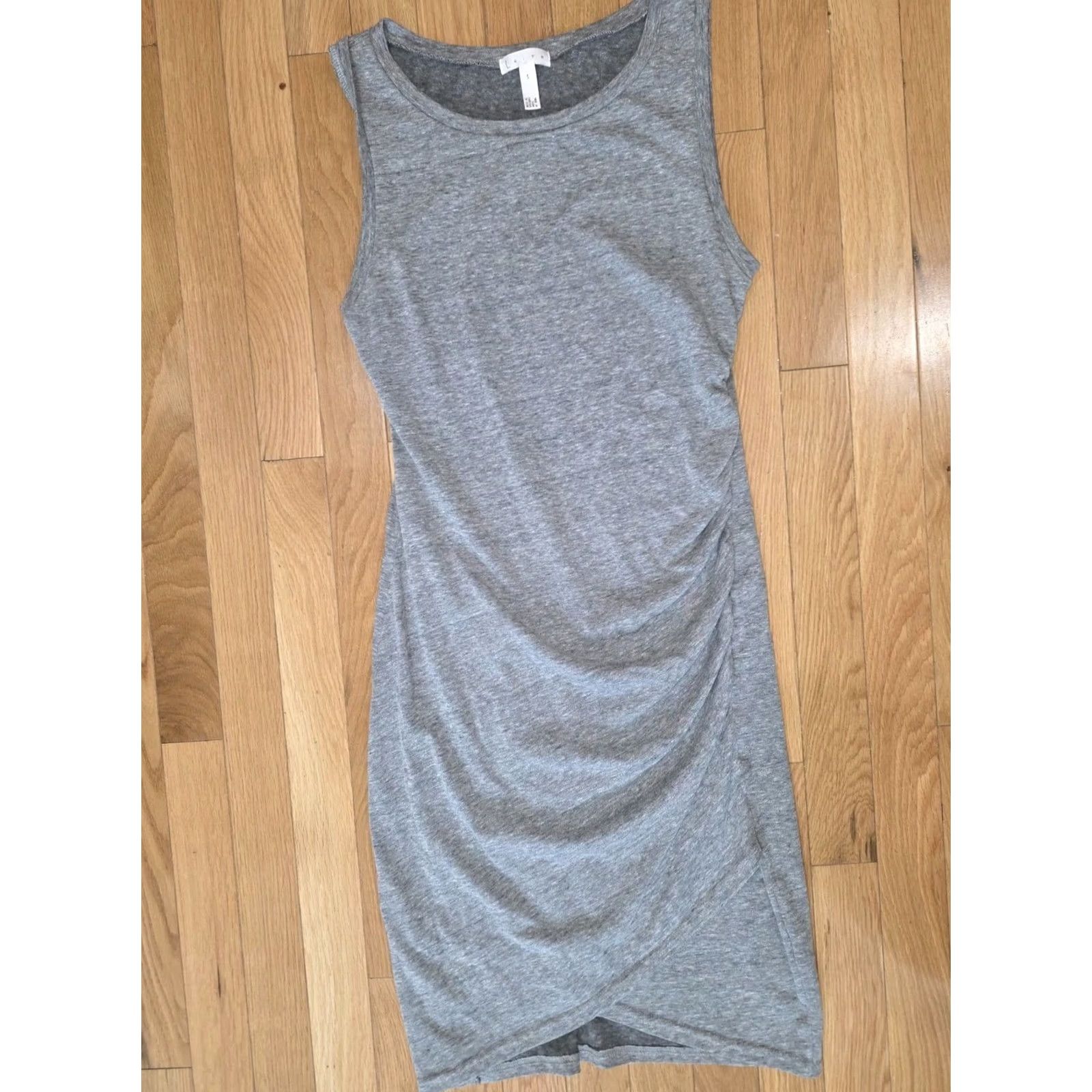 Vintage Leith Tank Dress Women's S Gray Cotton Sleeveless Round Neck Ruched Side Knee Length Size S / US 4 / IT 40 - 7 Thumbnail