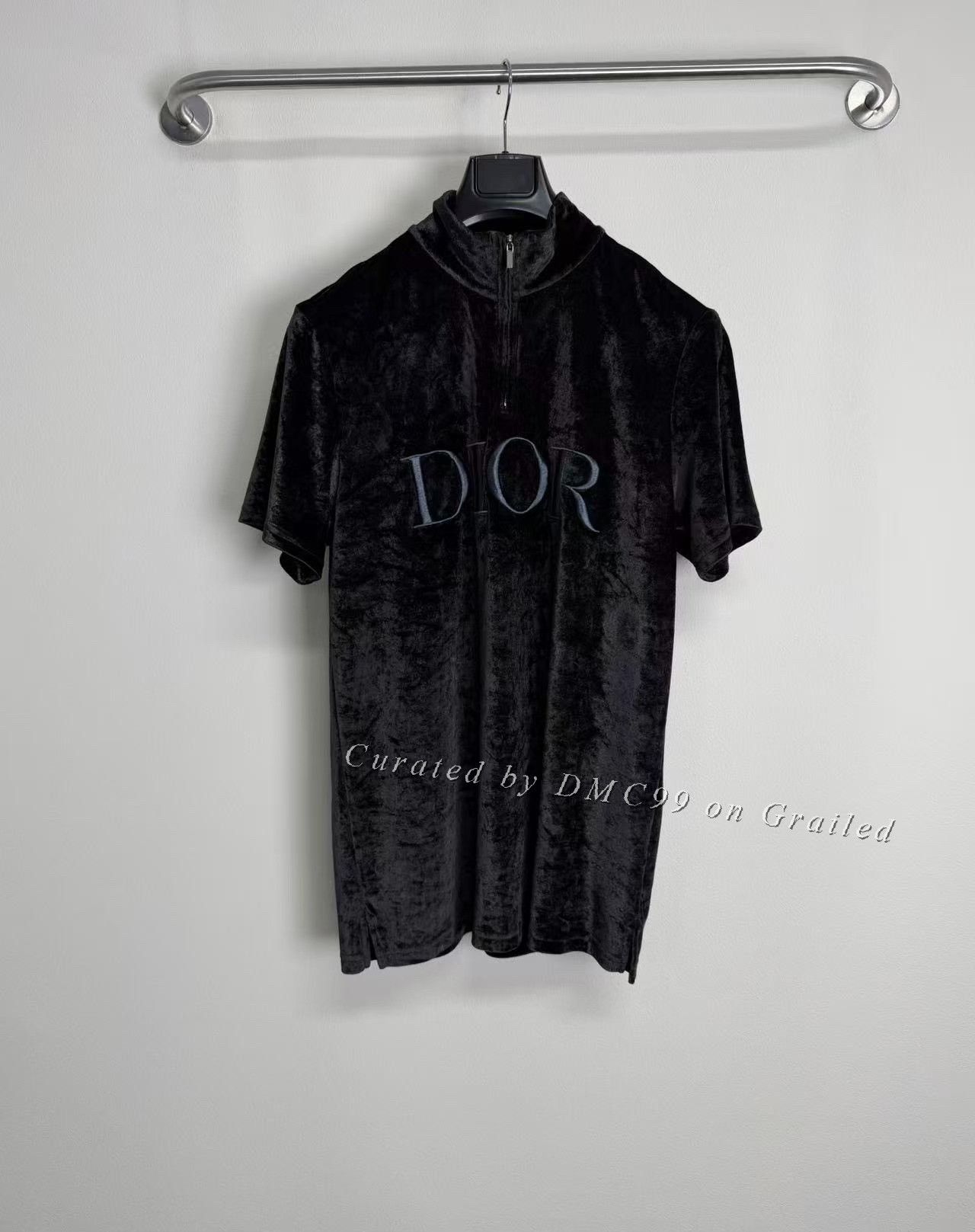 Dior Dior Runway Black Velvet Half-Zip Short-Sleeve Size US L / EU 52-54 / 3 - 1 Thumbnail
