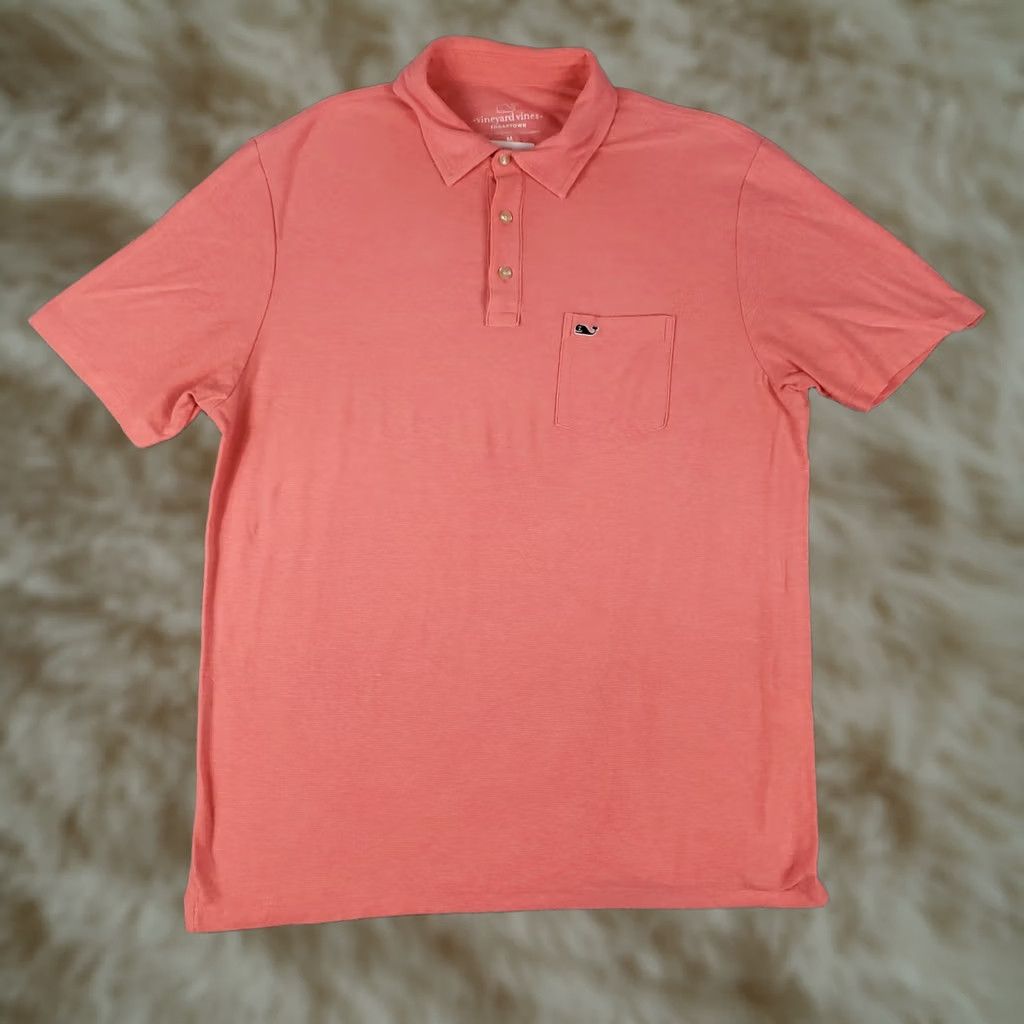 Vineyard Vines Vineyard Vines Polo Shirt Mens M Coral Edgartown Whale Short Sleeve Polo Shirt Mens M Coral Pink Casual Classic Preppy Golf Baseball Size US M / EU 48-50 / 2 - 1 Thumbnail