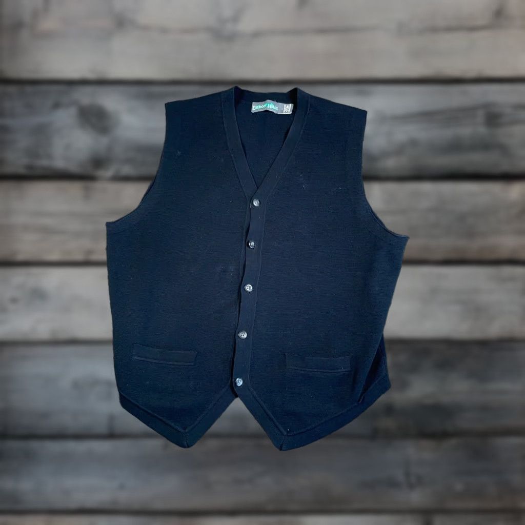 Vintage VINTAGE Eildon Hills Sweater Vest Men Large Black Button Up Preppy Lightweight Cotton Knit Vest 90s Mens Size US L / EU 52-54 / 3 - 1 Thumbnail