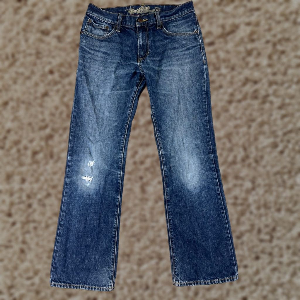 Old Navy Old Navy Jeans Bootcut 32x29 Blue Denim Distressed 100% Cotton 5-Pocket Regular Women’s Pants Size US 32 / EU 48 - 1 Thumbnail
