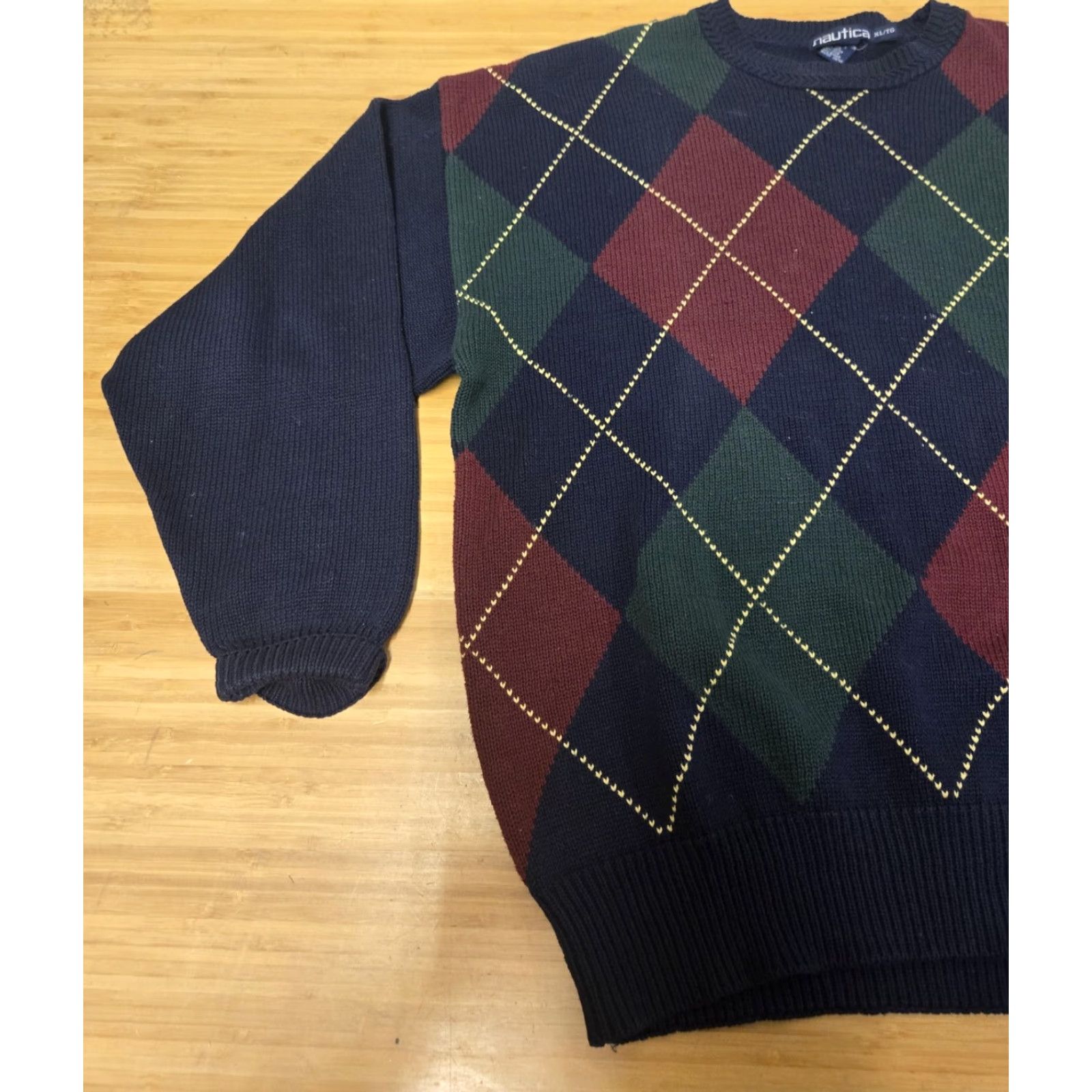 Nautica VINTAGE Nautica Sweater Mens XL Navy Argyle Crewneck Knit Cotton Preppy 90s Size US XL / EU 56 / 4 - 3 Thumbnail