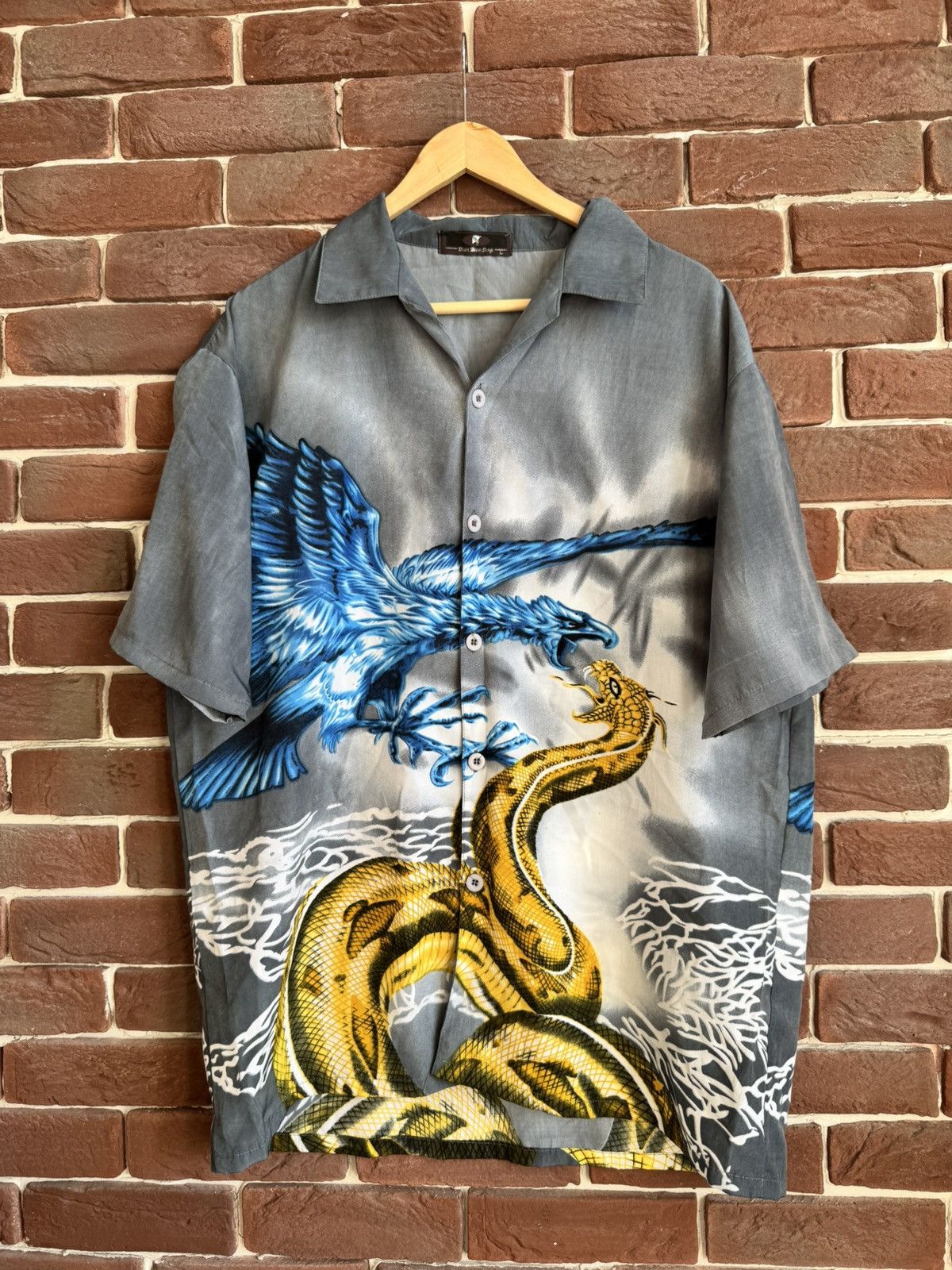 Japanese Brand Vintage Y2k Dragon Drip Button Up Rare Shirt Like Prada Hype Size US XL / EU 56 / 4 - 1 Thumbnail