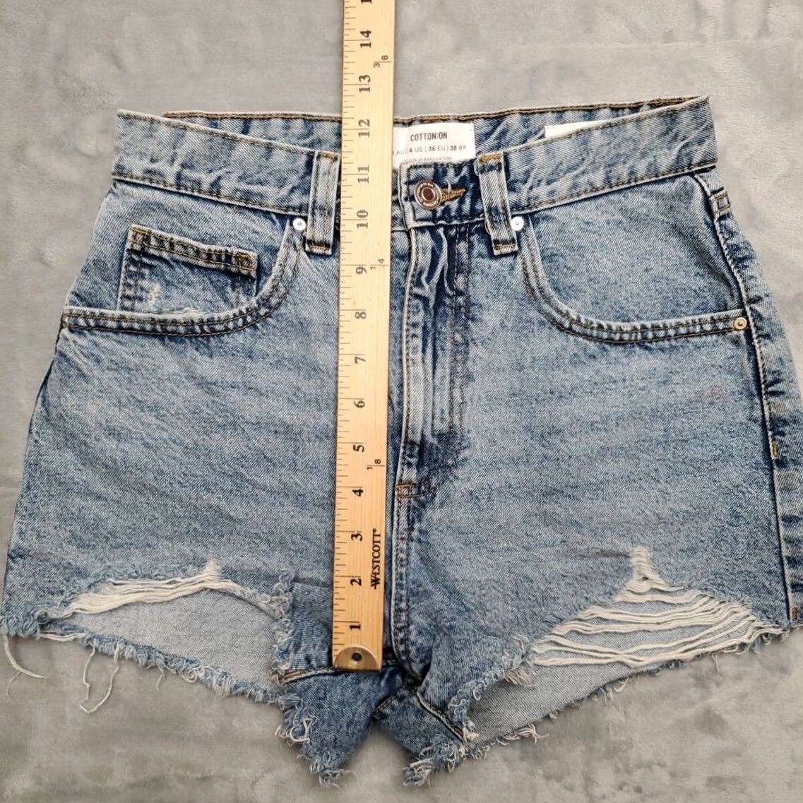 Cotton On Cotton On Jorts Womens 4 Blue Denim Booty Biker Daisy Duke Y2K Micro Cutoff Shirt Womens Size 4 Denim Color Blue 2000s Biker Grunge Size US 4 / IT 34 - 7 Thumbnail